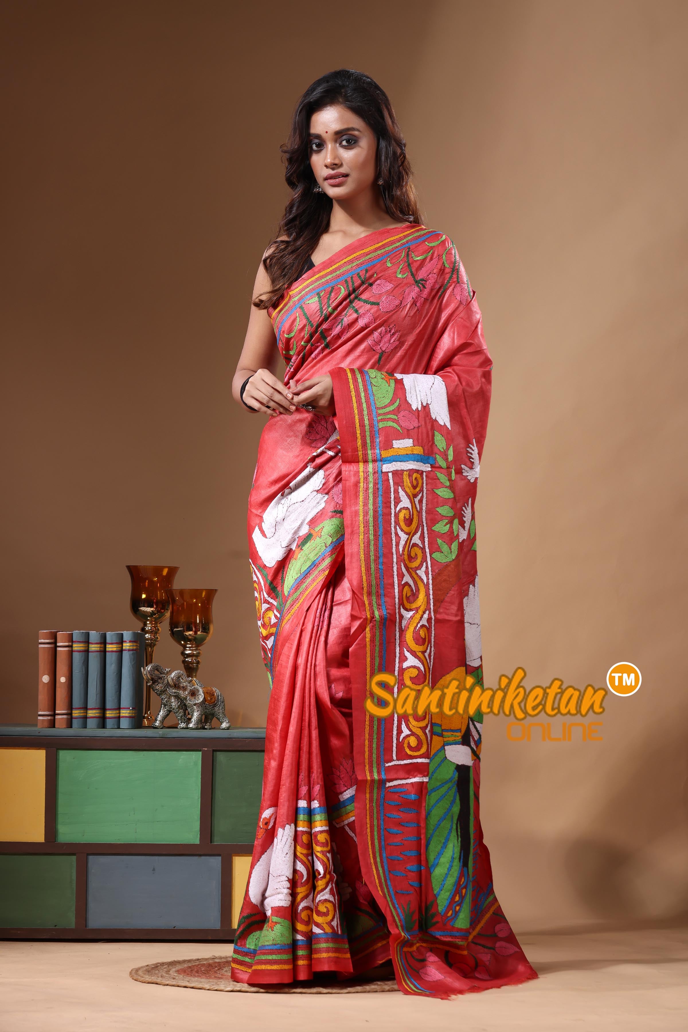 Dye Pure Gachi Tussar Kantha Stitch Saree SN2631516