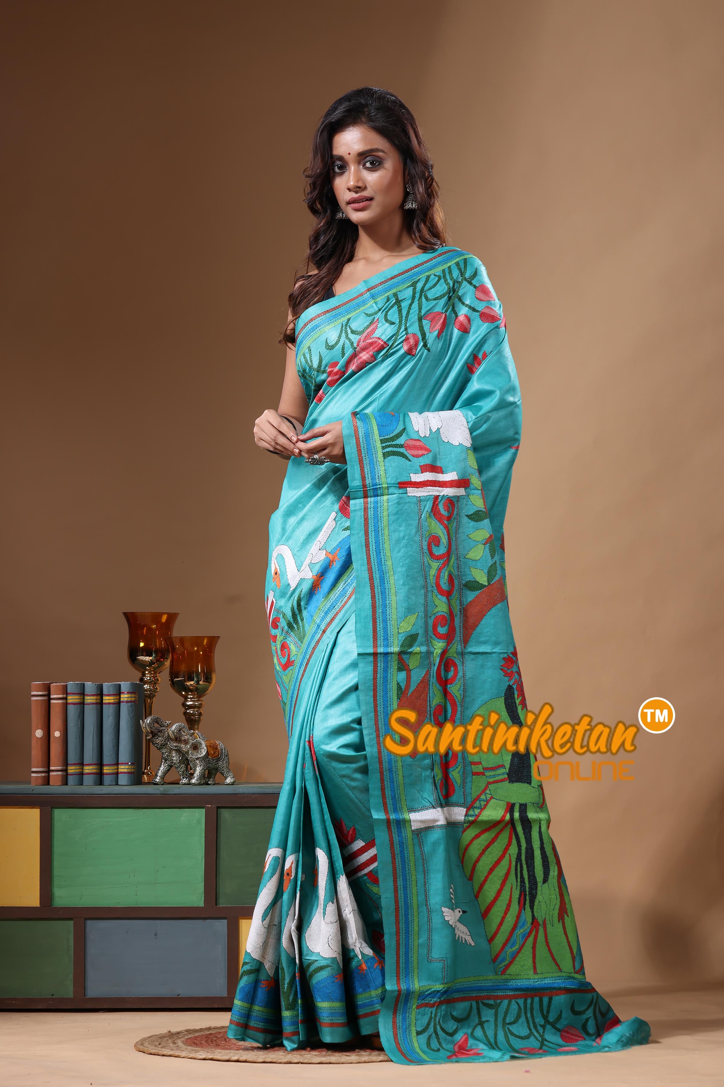 Dye Pure Gachi Tussar Kantha Stitch Saree SN2631547