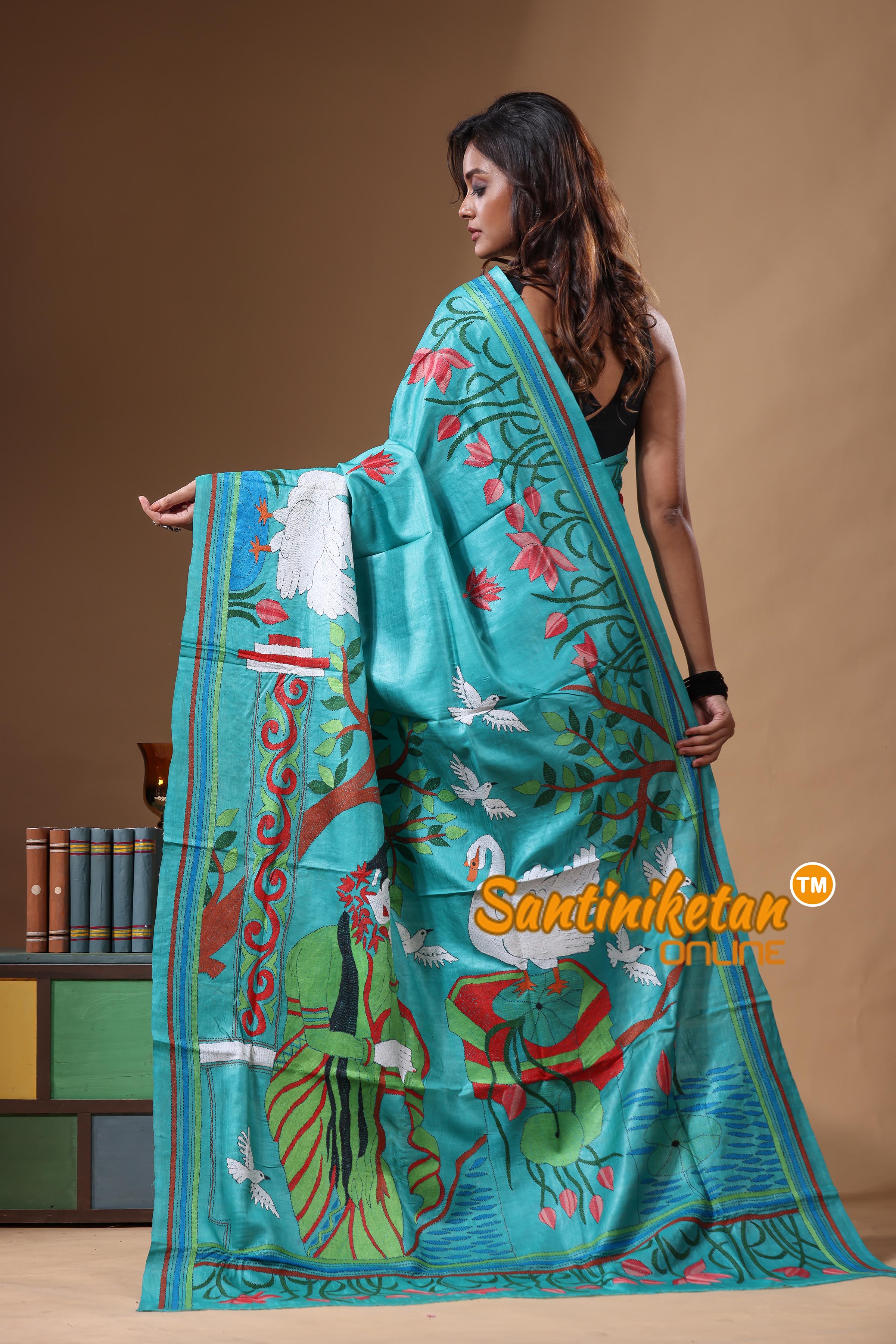 Dye Pure Gachi Tussar Kantha Stitch Saree SN2631547