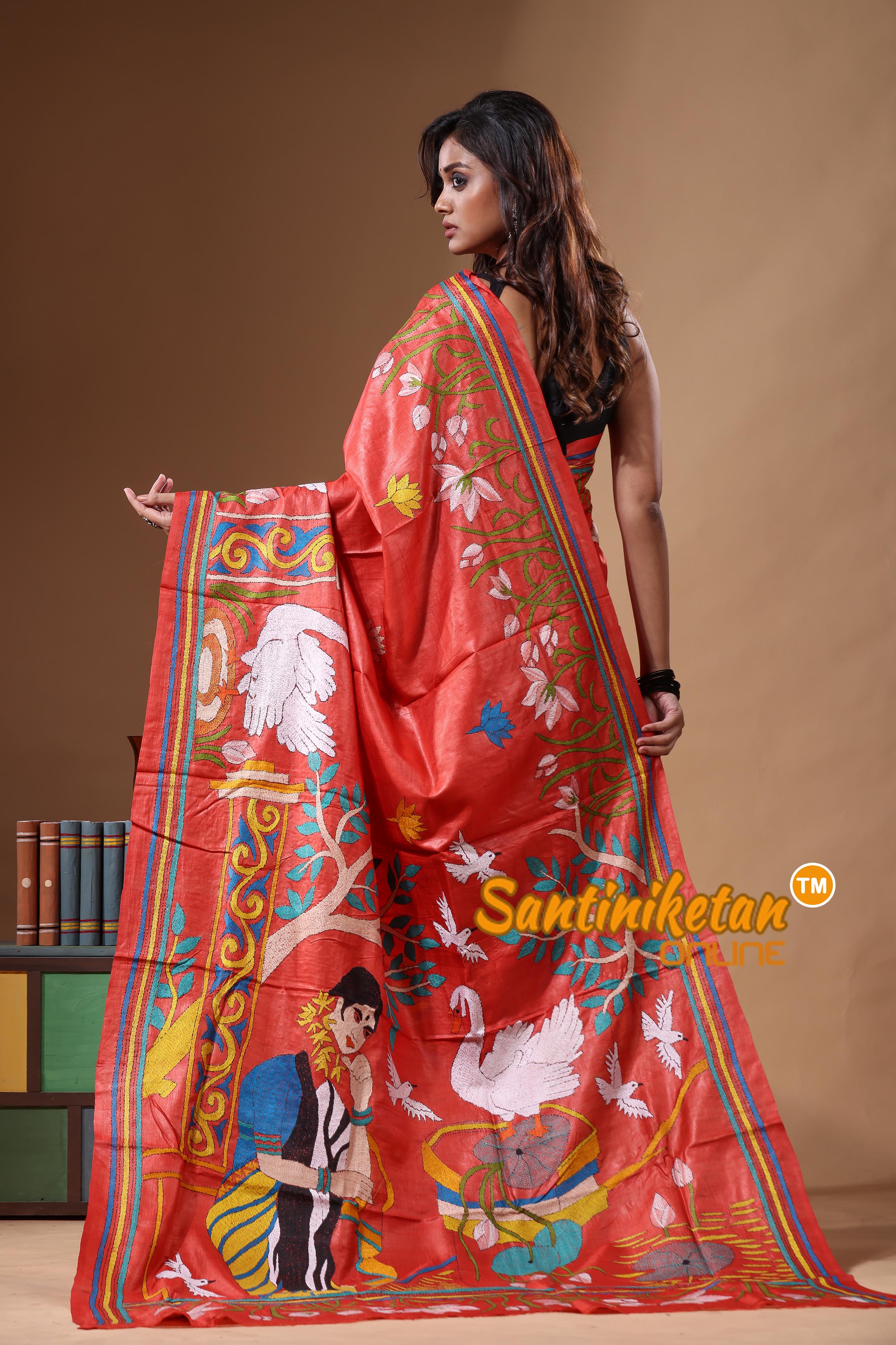 Dye Pure Gachi Tussar Kantha Stitch Saree SN2631553