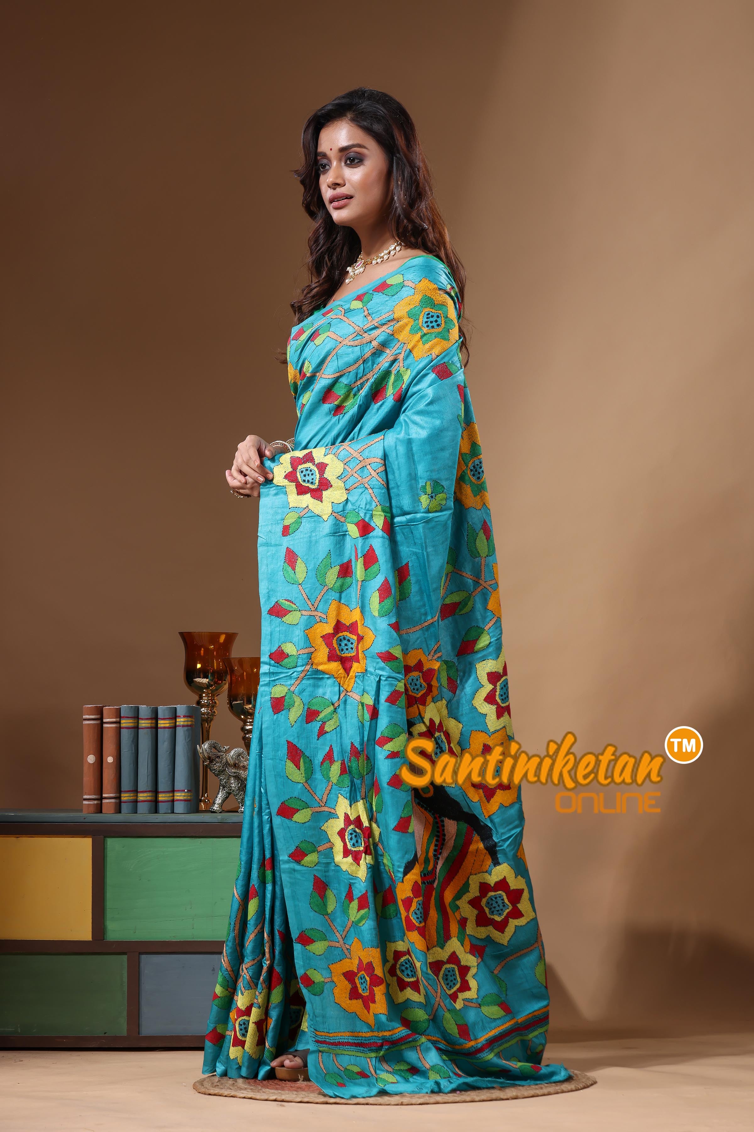 Dye Pure Gachi Tussar Kantha Stitch Saree SN2631570