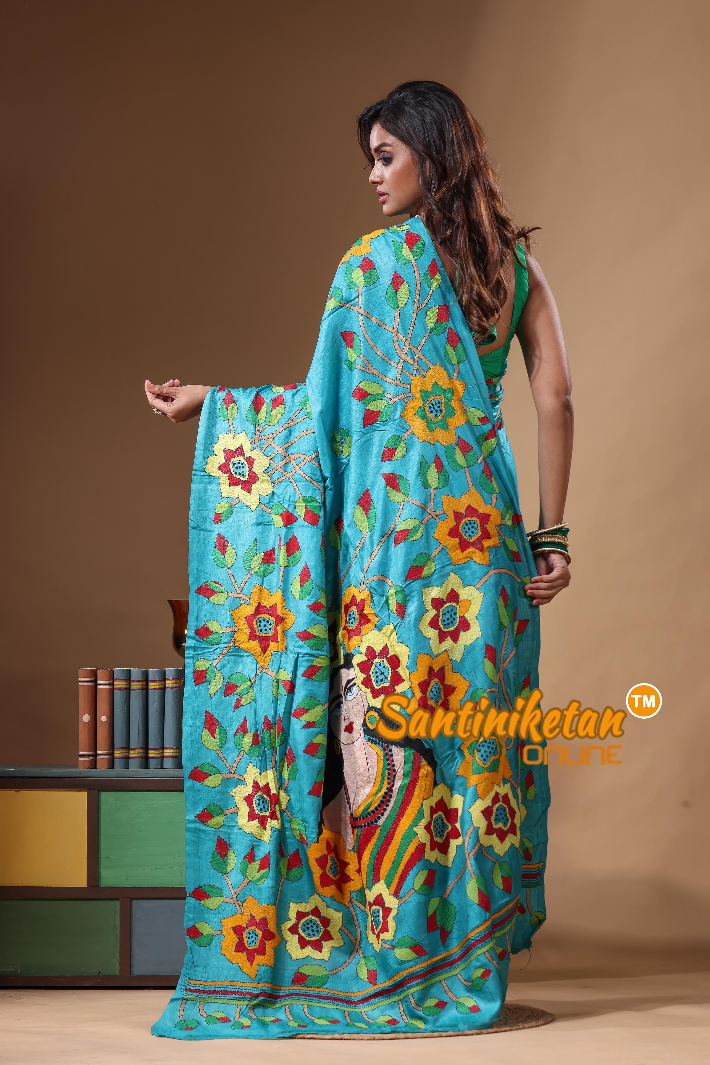 Dye Pure Gachi Tussar Kantha Stitch Saree SN2631570