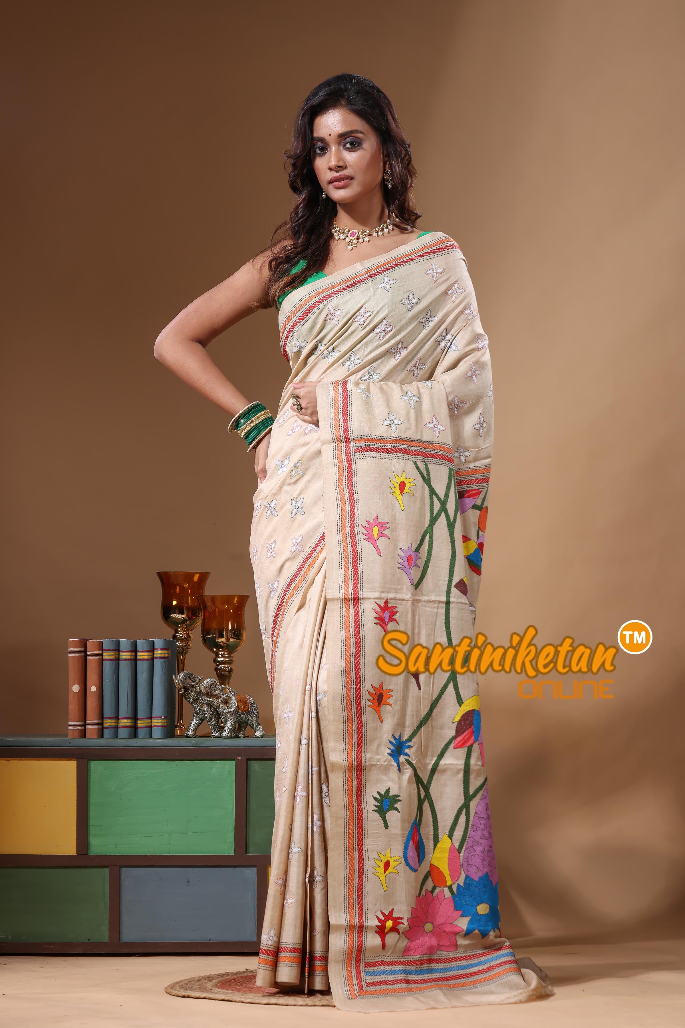 Pure Gachi Tussar Kantha Stitch Saree SN2631601