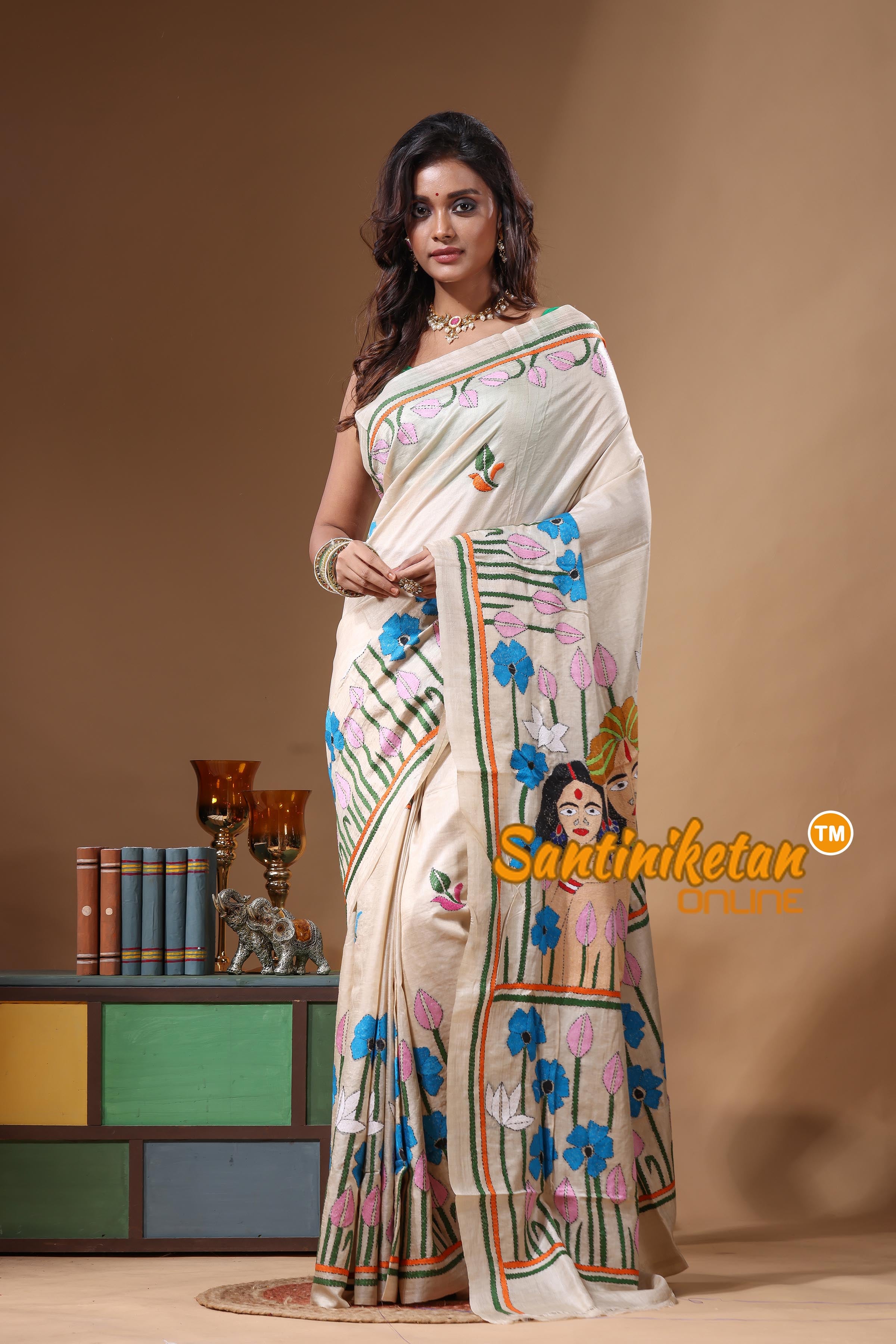 Pure Gachi Tussar Kantha Stitch Saree SN2631668
