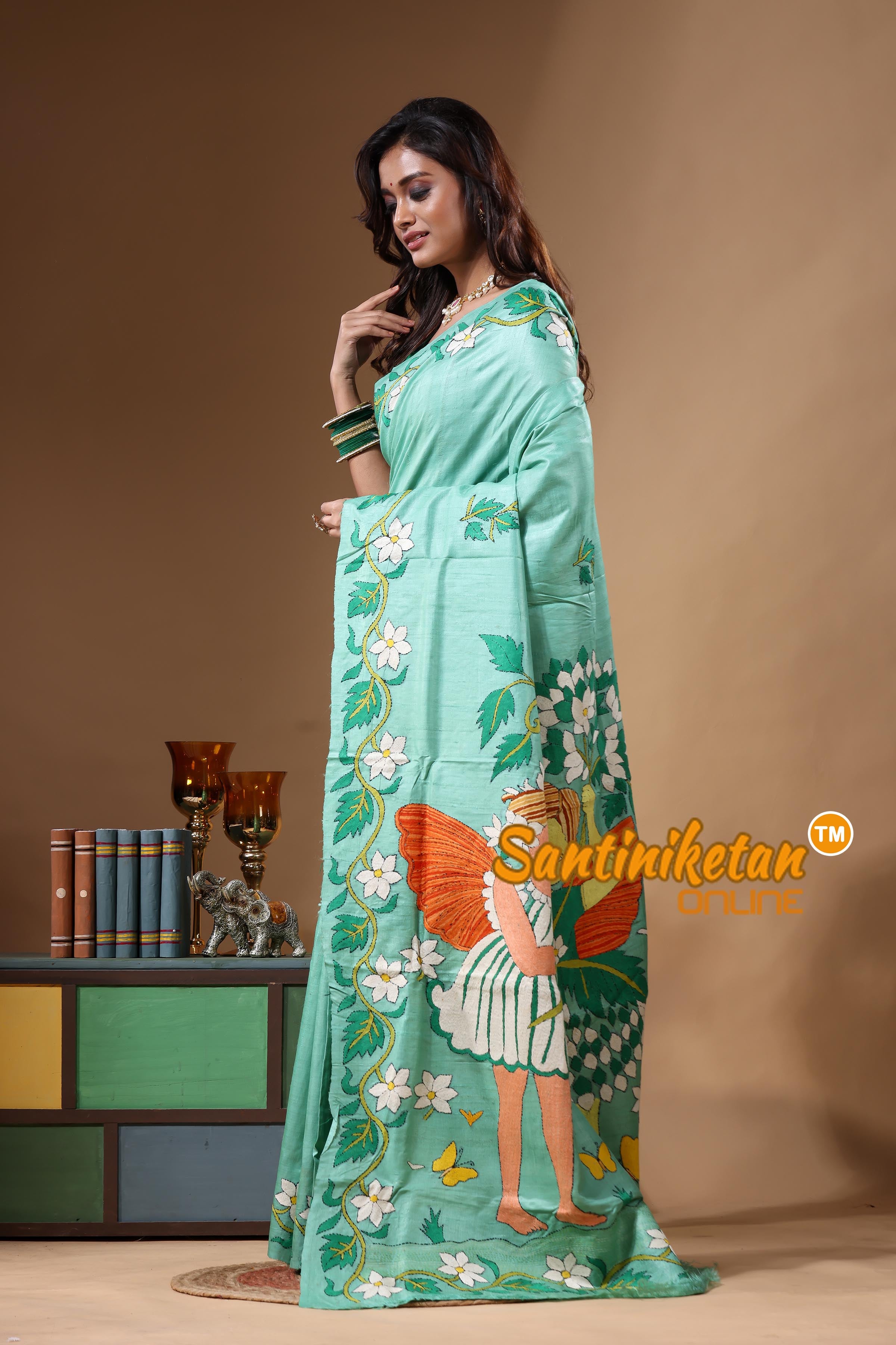 Dye Pure Gachi Tussar Kantha Stitch Saree SN2631686