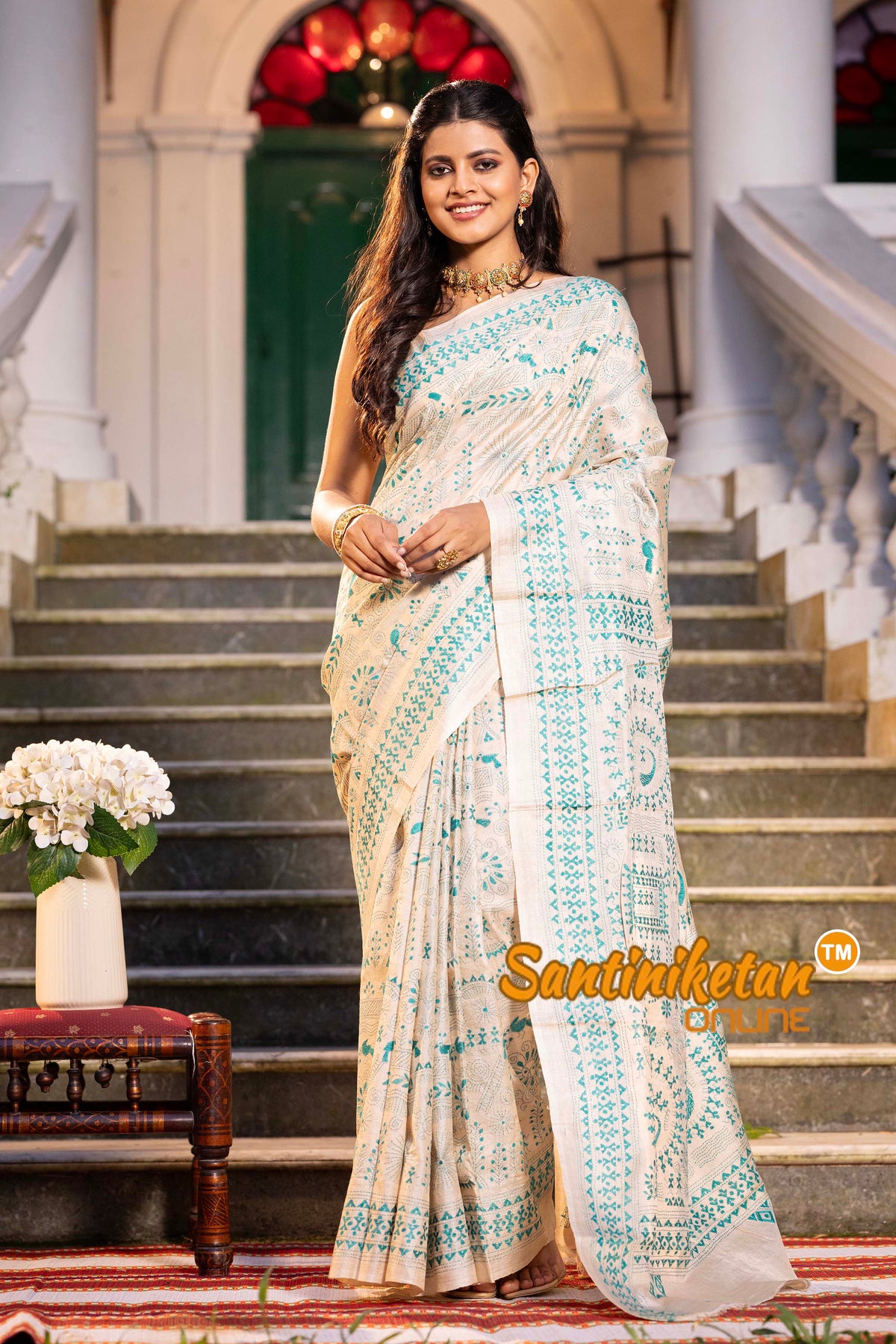 Pure Gachi Tussar Silk Kantha Stitch Saree SN2631798