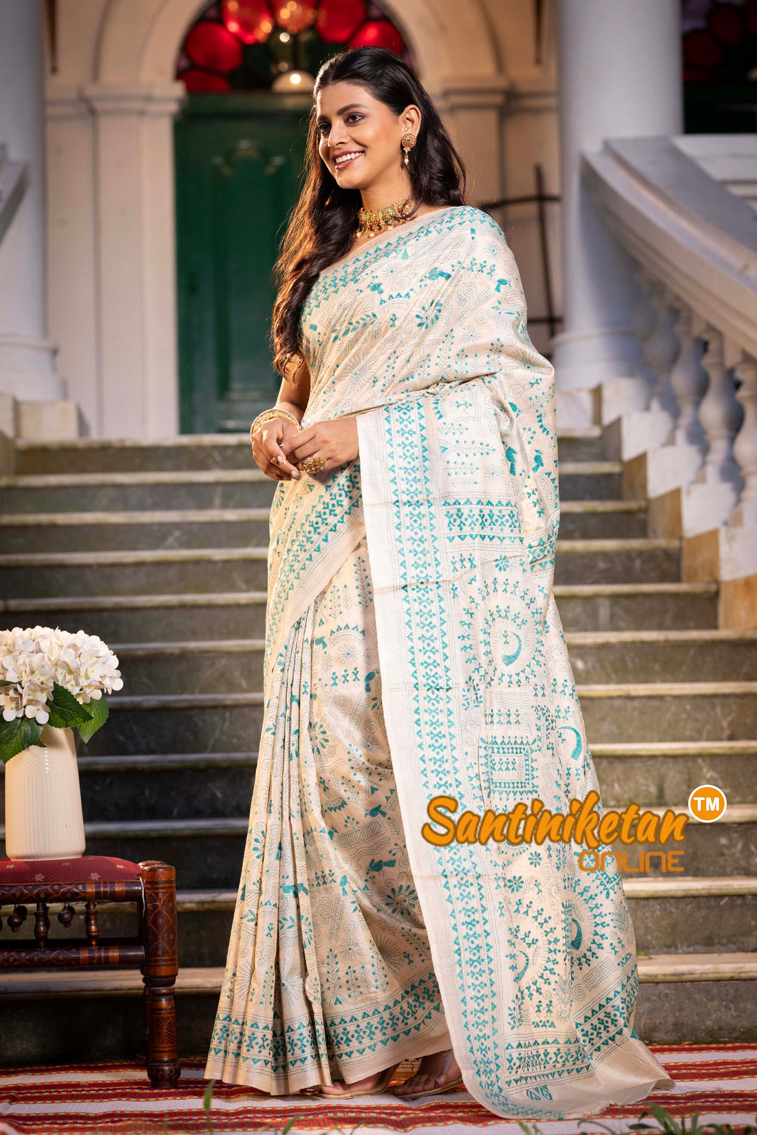 Pure Gachi Tussar Silk Kantha Stitch Saree SN2631798
