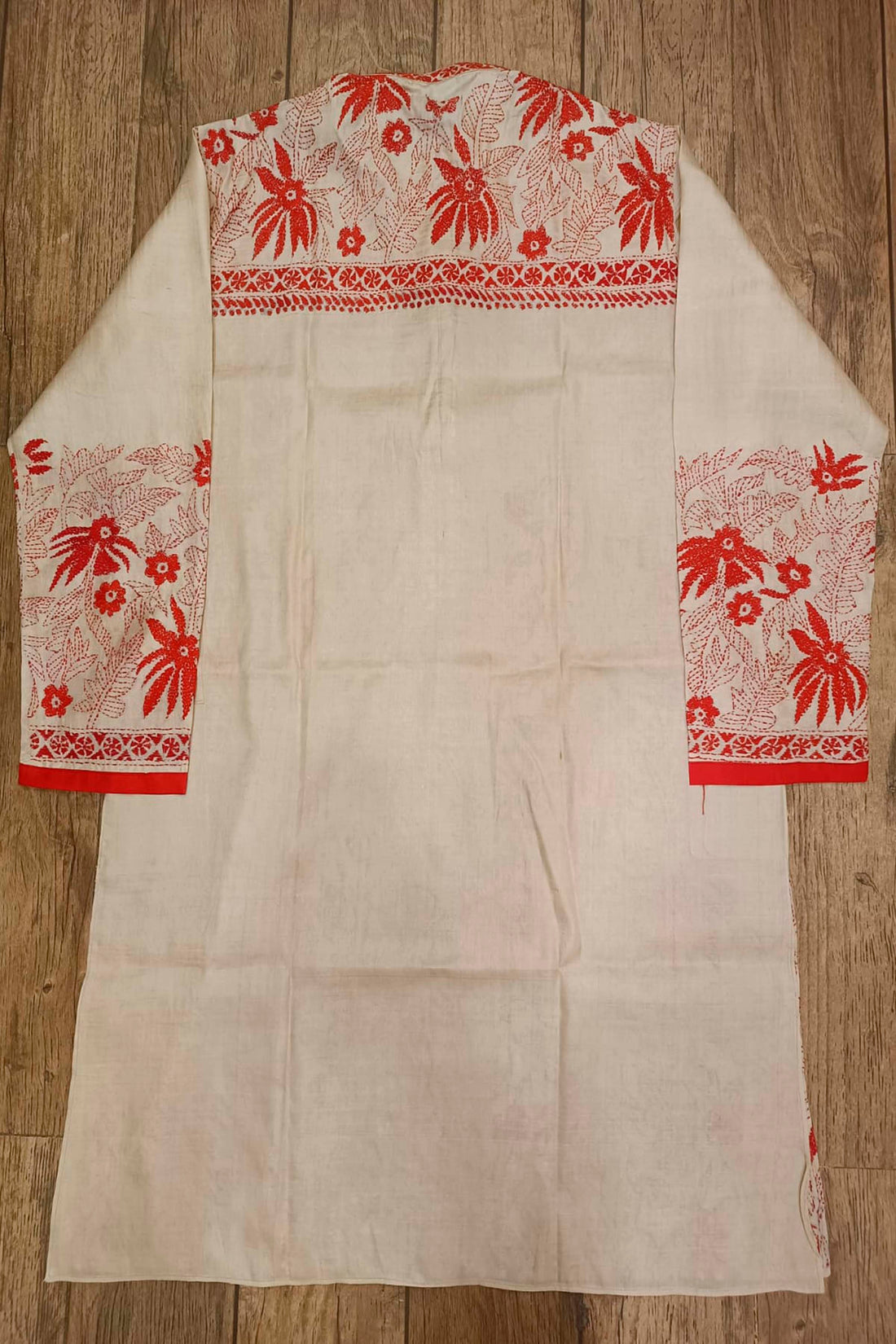 Beige Pure Tussar with Kantha Work (Hand Embroidery) Panjabi