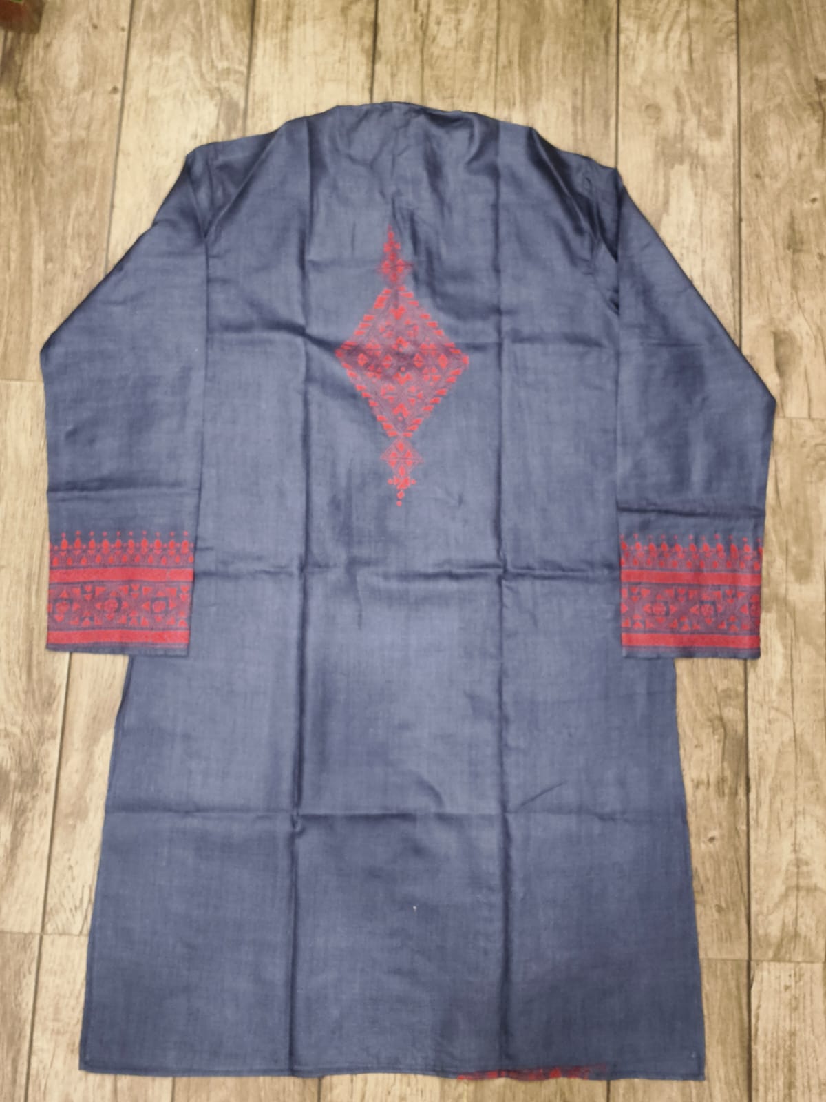 Still Gray Pure Tussar with Kantha Work (Hand Embroidery) Panjabi KP26384