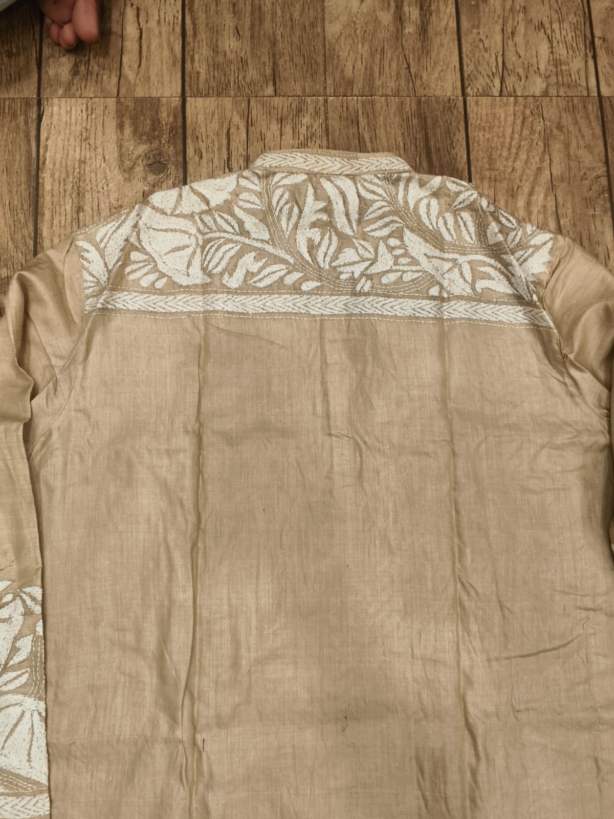 Beige Pure Tussar with Kantha Work (Hand Embroidery) Panjabi KP26386