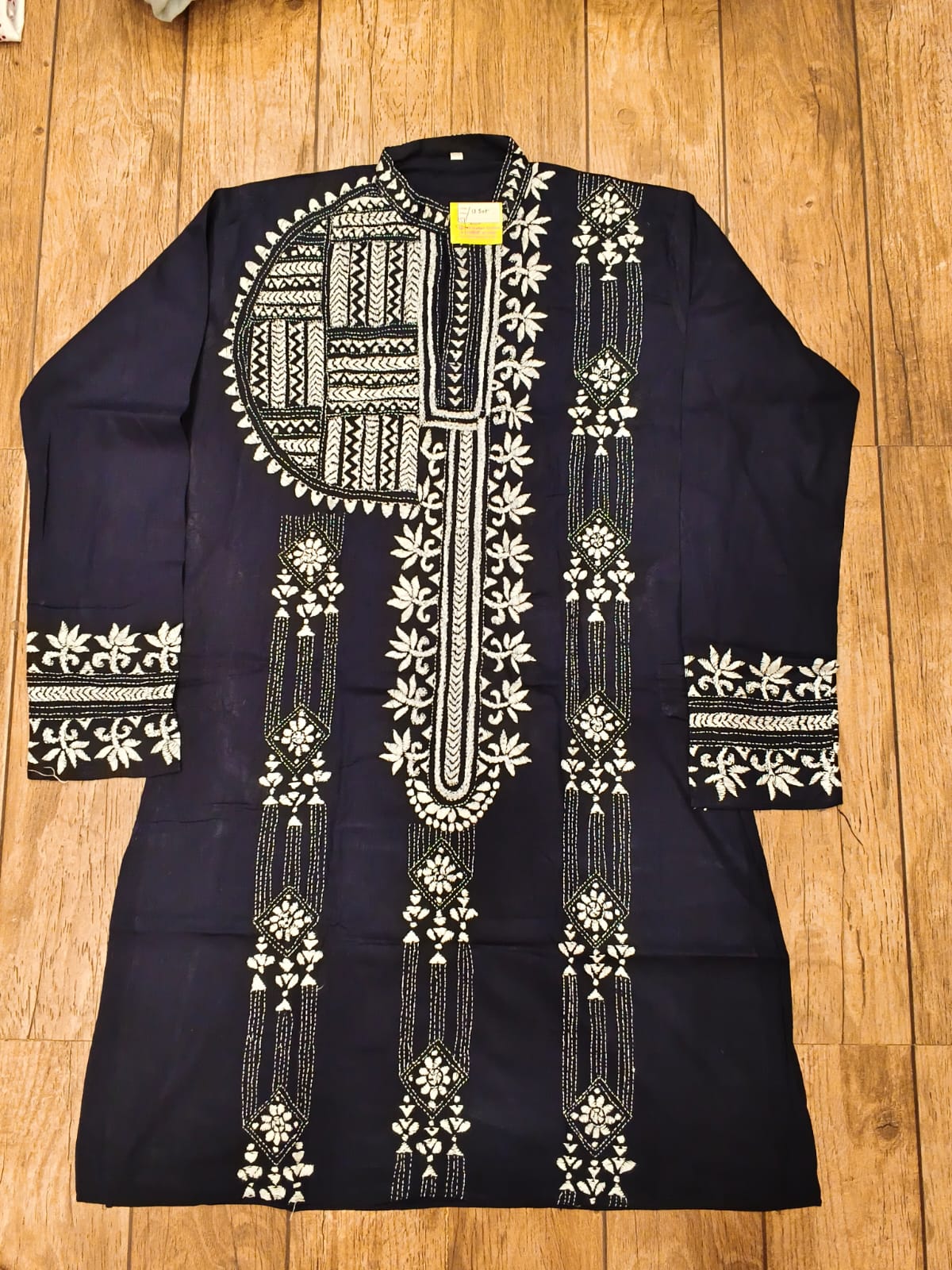Black Cotton Kantha Stitch (Hand Embroidery) Panjabi KP26396