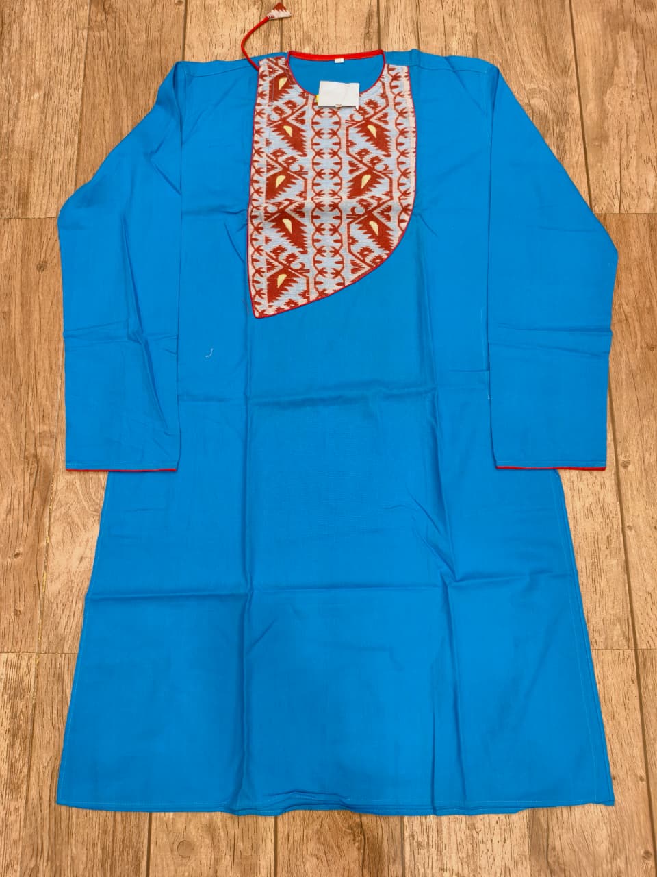 Blue Color Cotton with Jamdani Patch Work Panjabi KP26422