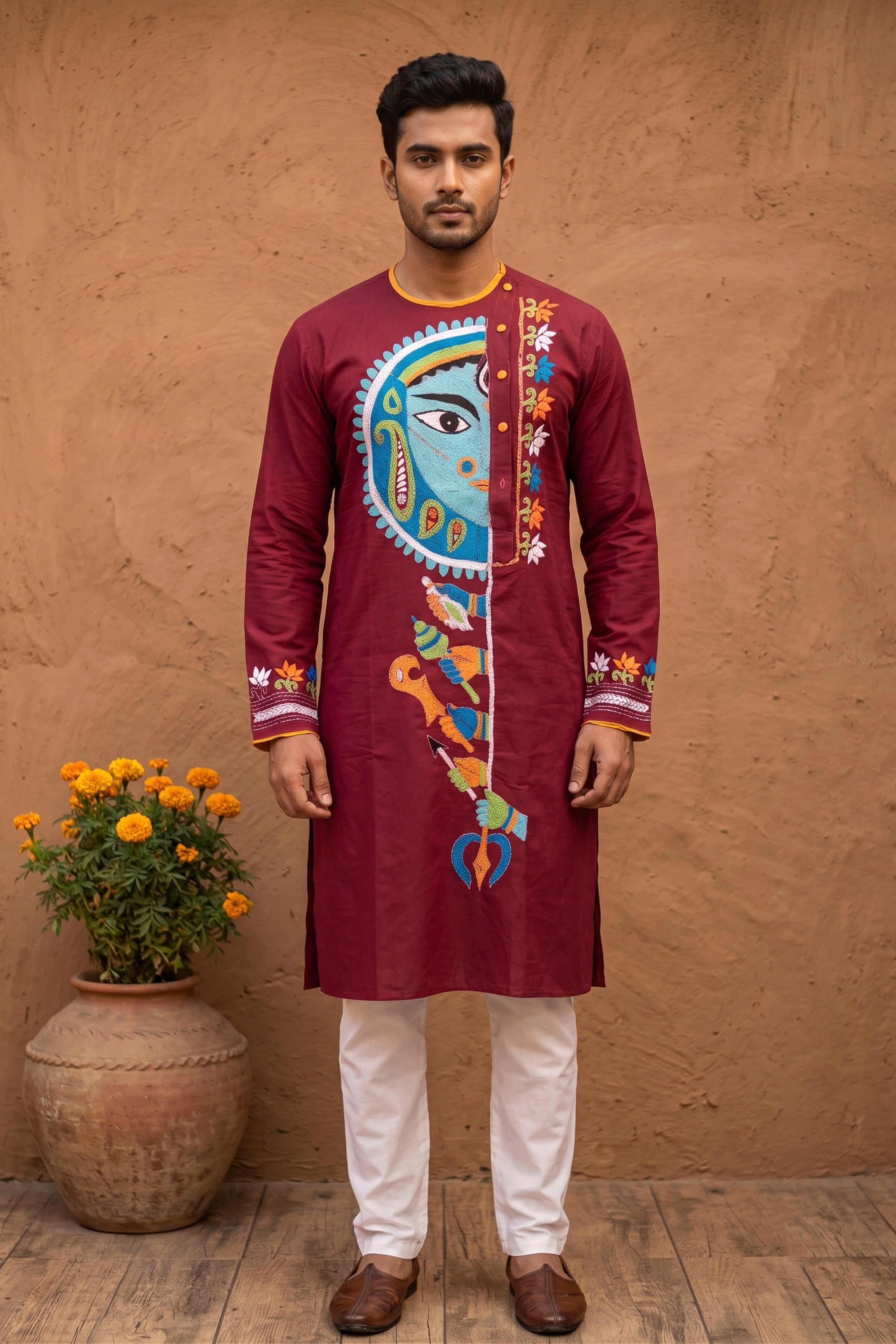 Cotton Kantha Stitch (Hand Embroidery) Panjabi SN2023WPCK54