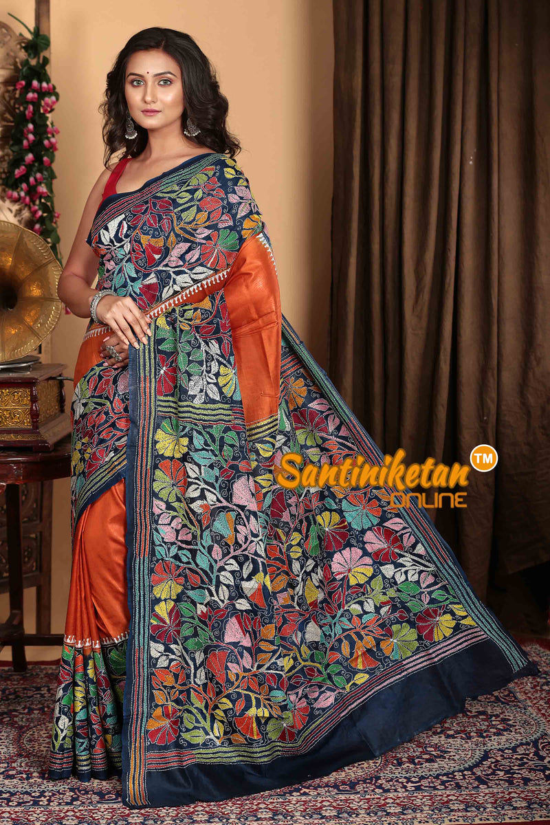 Pure Bangalore Silk Kantha Stitch Saree SN2023A6558