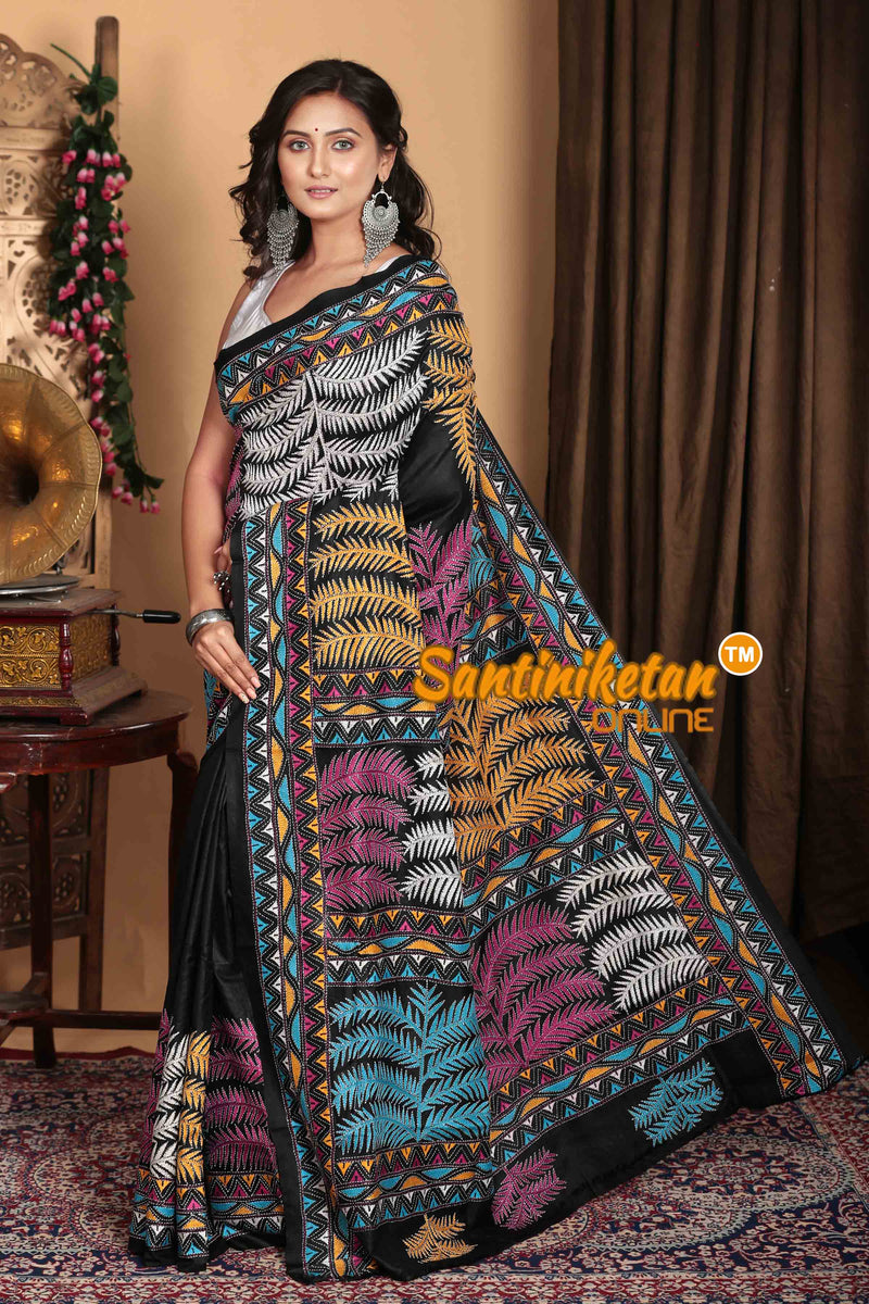 Pure Bangalore Silk Kantha Stitch Saree SN2023A7100