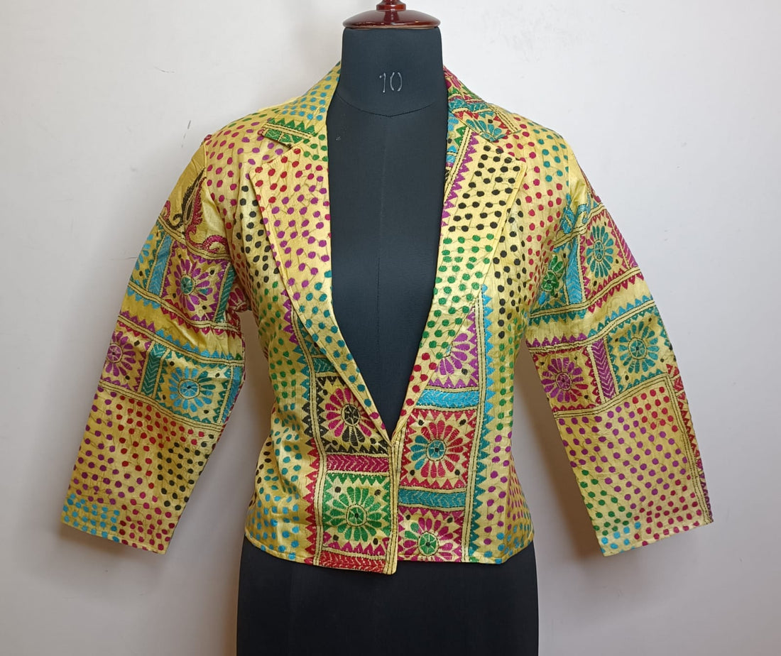 Pure Bangalore Silk Kantha Stitch Women&