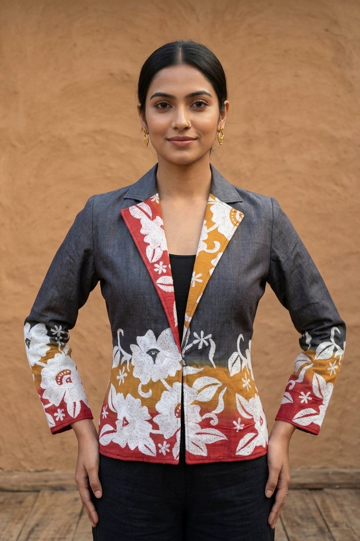 Pure Tussar Silk Kantha Stitch Women&