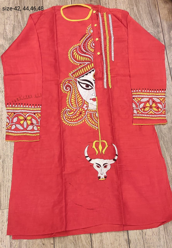 Bhagalpur Silk Kantha Stitch (Hand Embroidery) Panjabi SN2023WPSK37