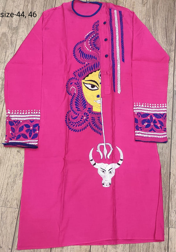 Bhagalpur Silk Kantha Stitch (Hand Embroidery) Panjabi SN2023WPSK41