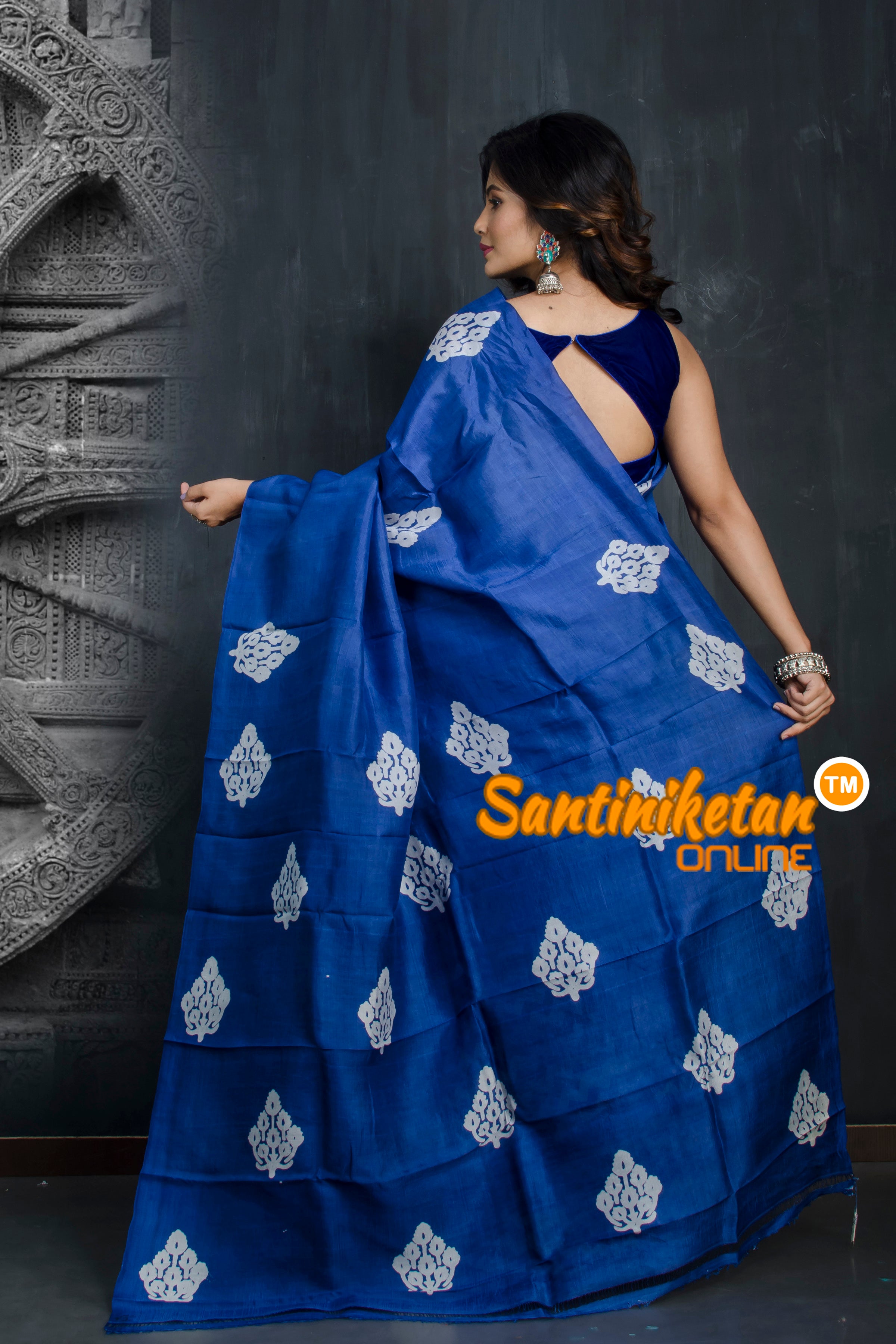 Hand Block On Murshidabad Silk SN20193396