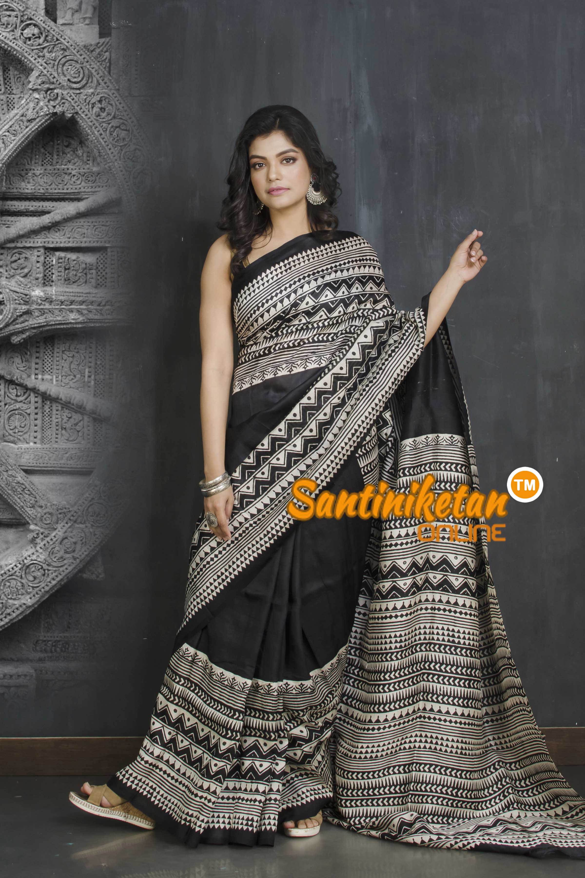 Hand Block On Murshidabad Silk SN20209075