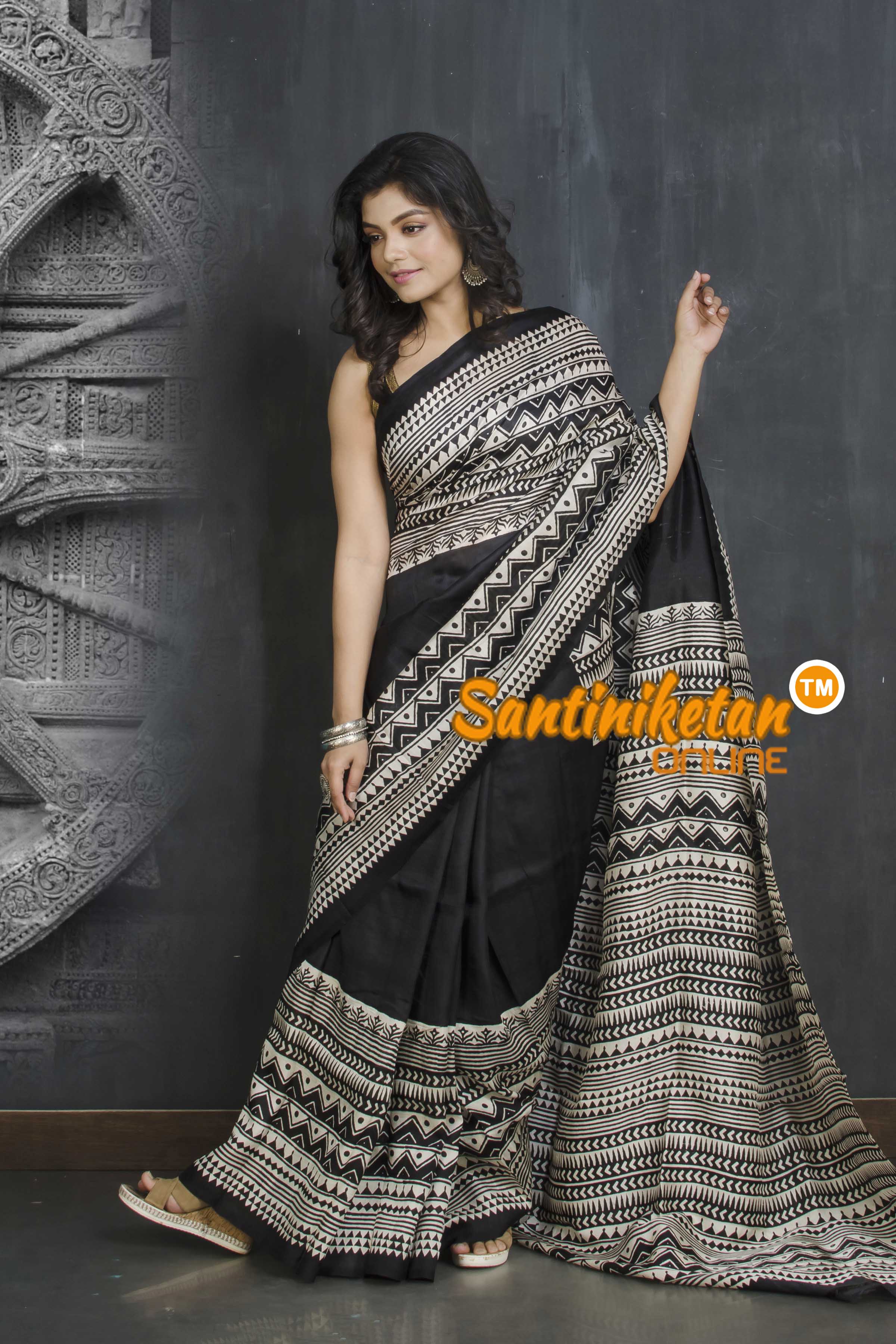 Hand Block On Murshidabad Silk SN20209075