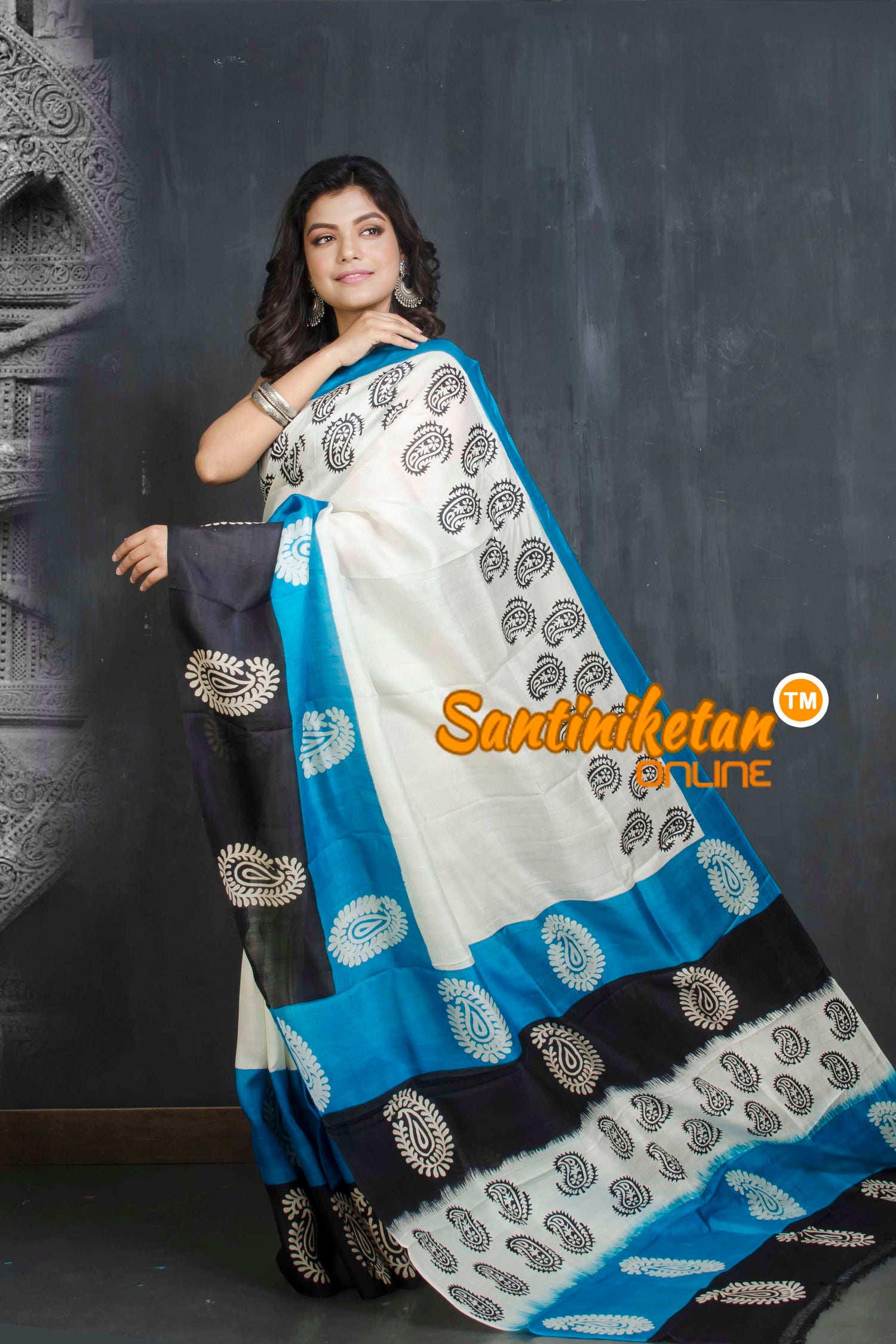 Hand Block On Murshidabad Silk SN20209087