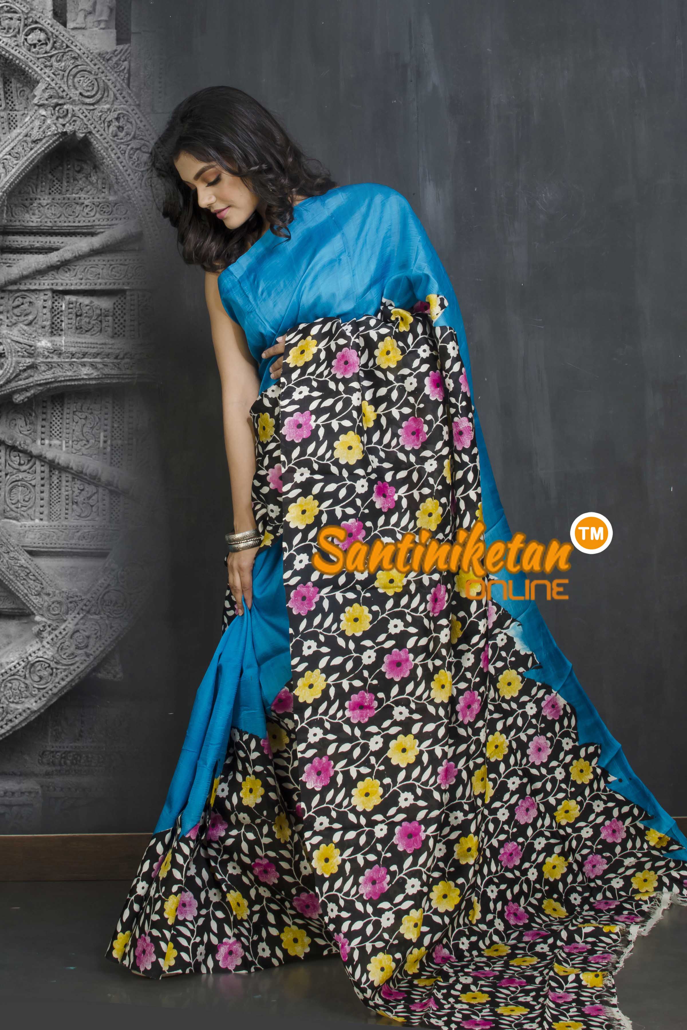Hand Block On Murshidabad Silk SN20209102