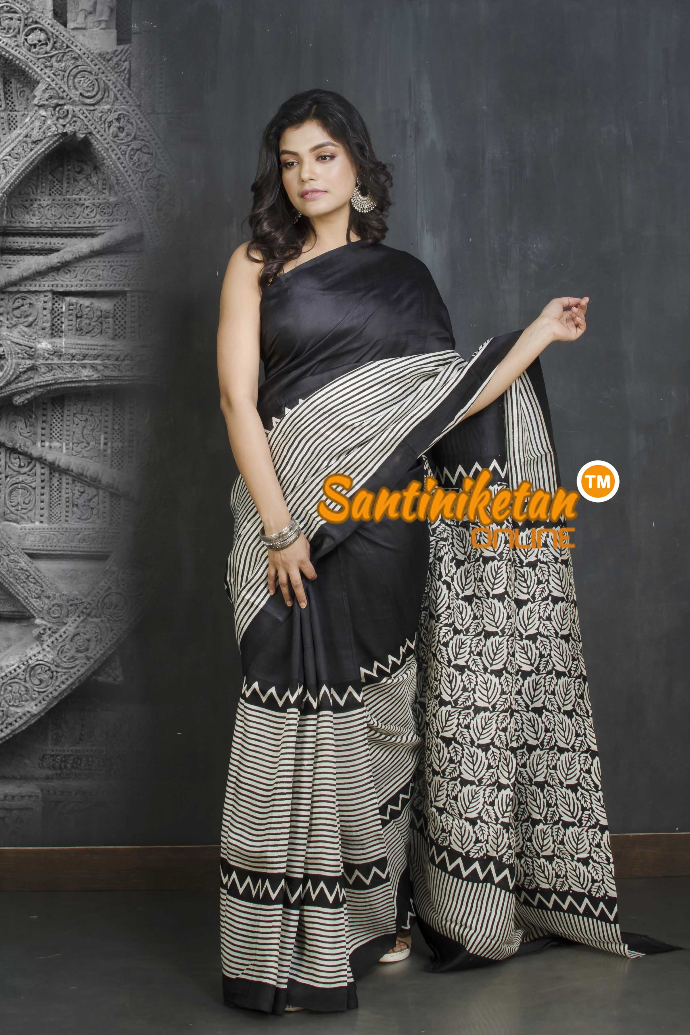 Hand Block On Murshidabad Silk SN20209122