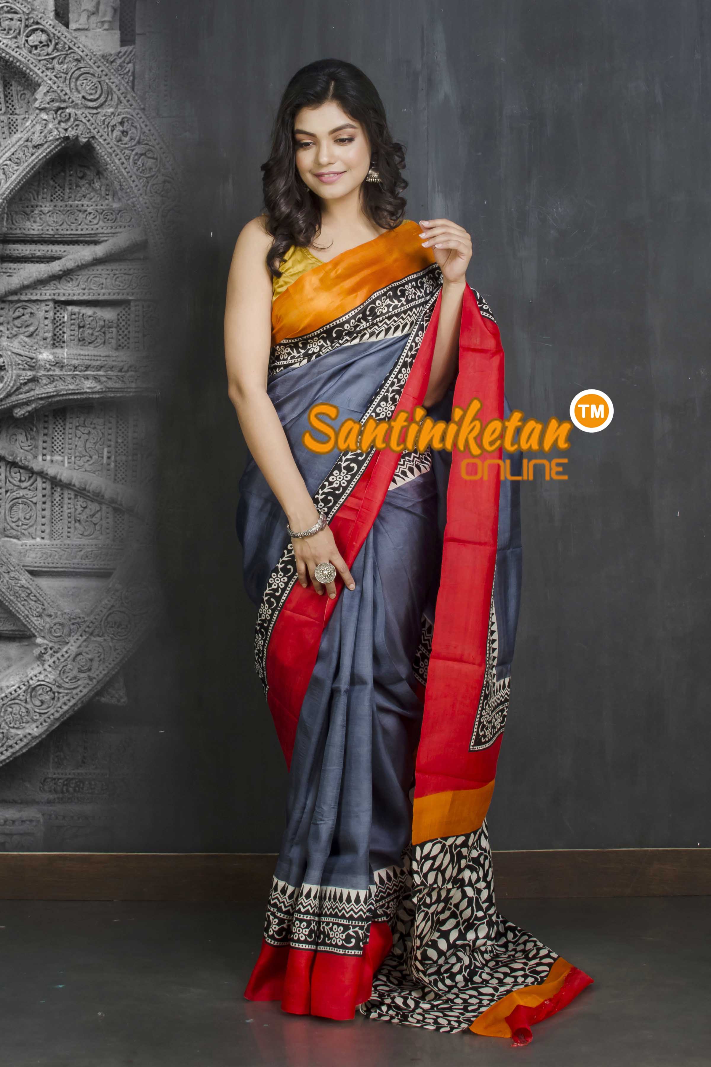 Hand Block On Murshidabad Silk SN20209152