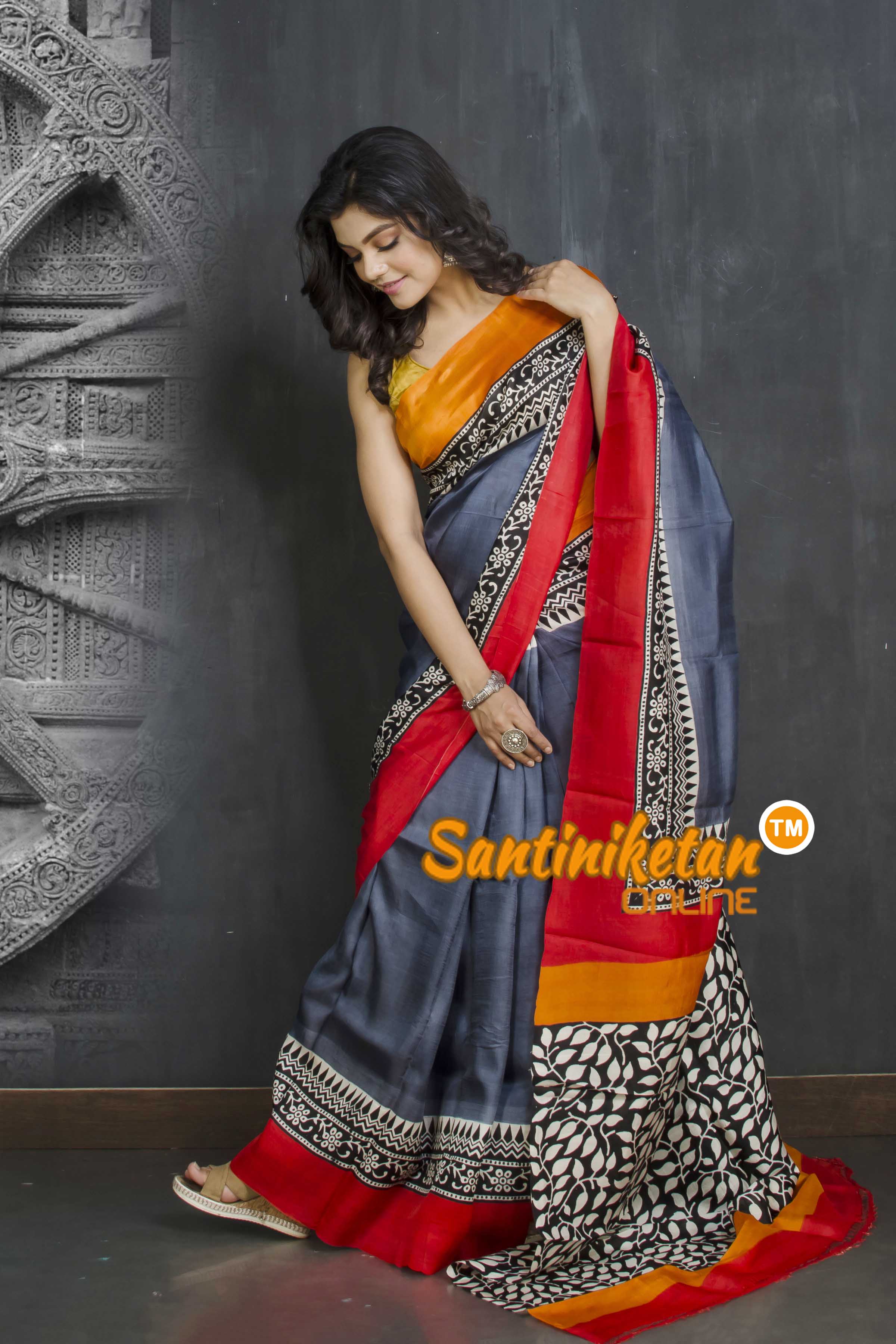 Hand Block On Murshidabad Silk SN20209152