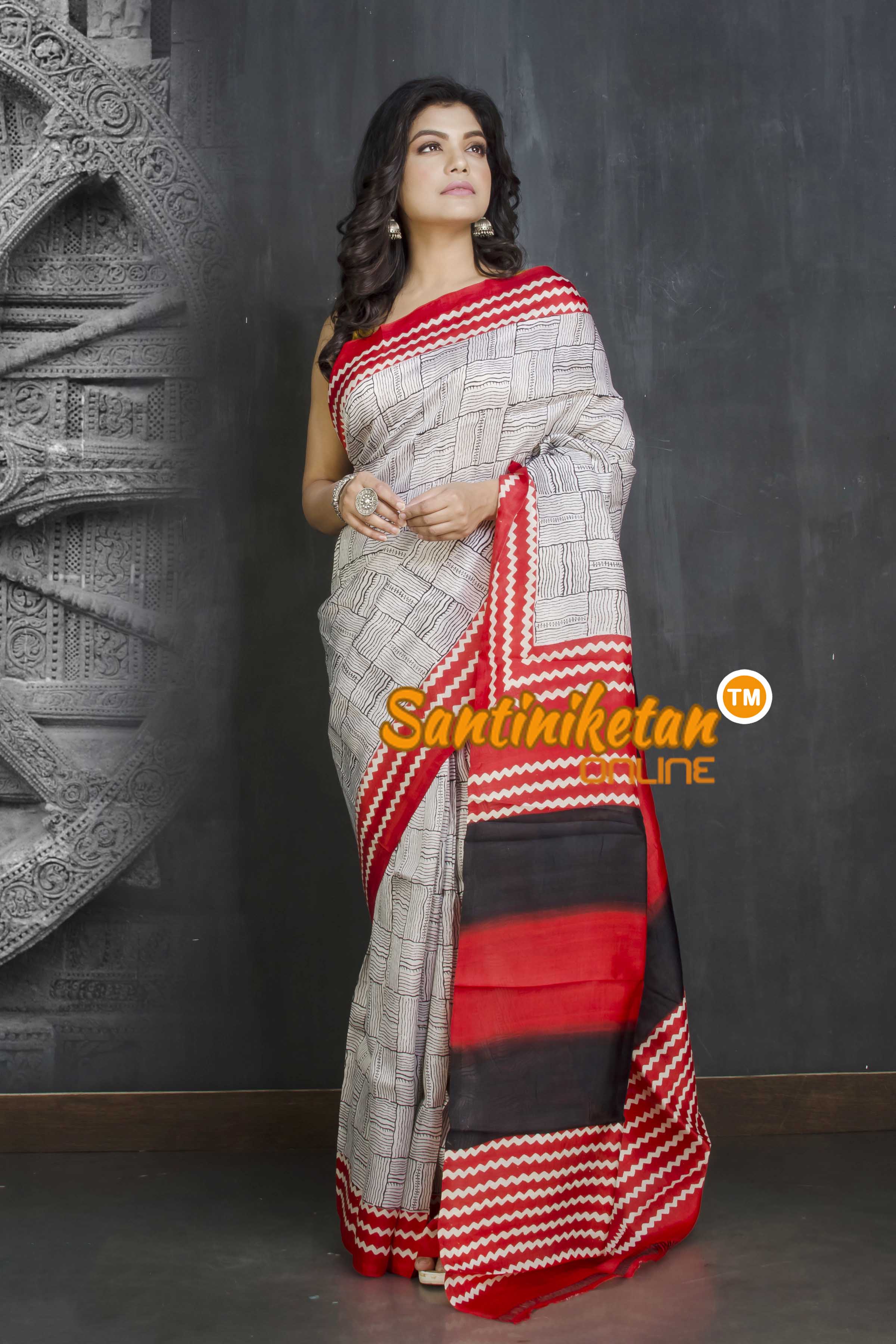 Hand Block On Murshidabad Silk SN20209158