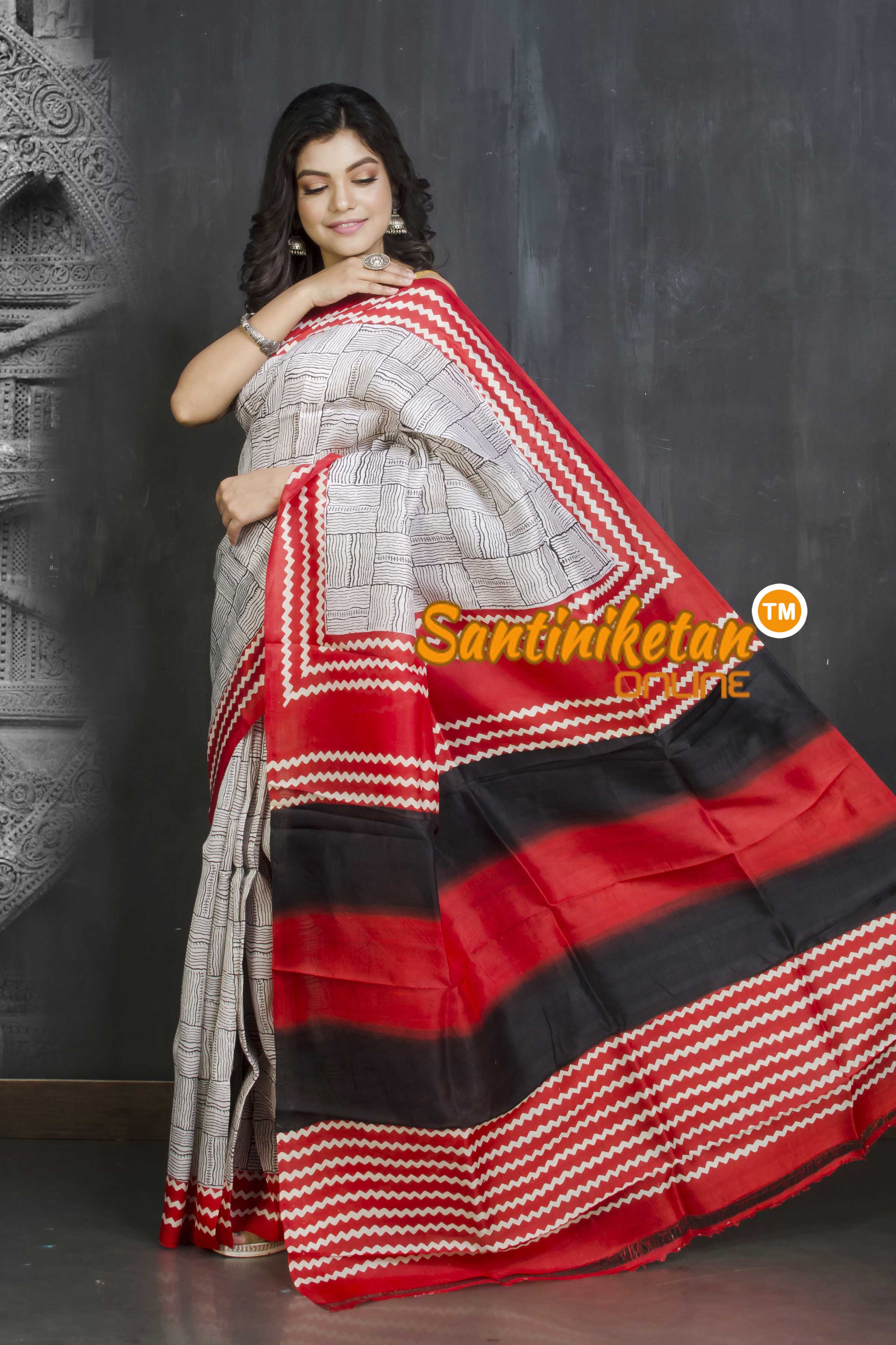 Hand Block On Murshidabad Silk SN20209158