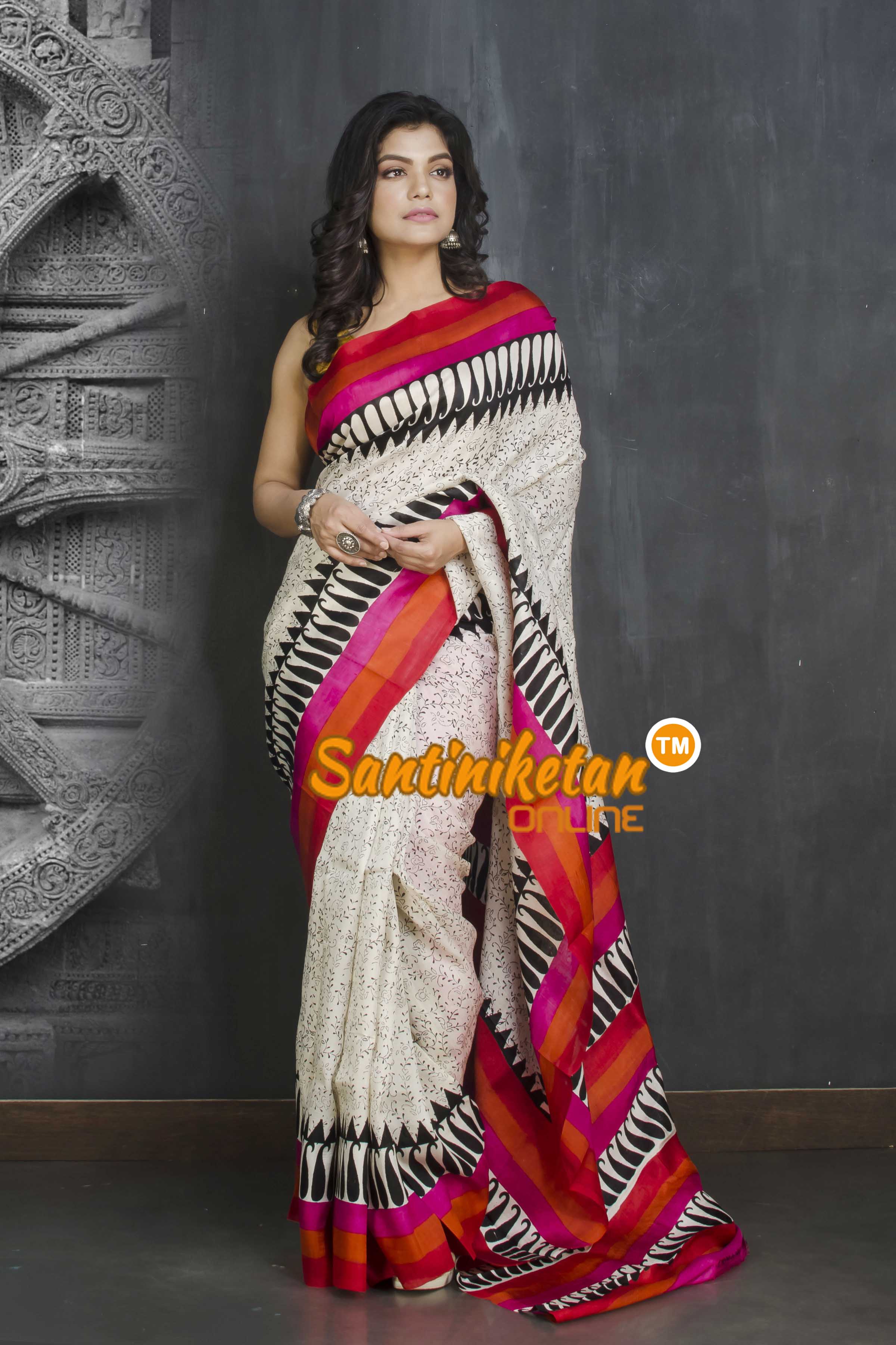 Hand Block On Murshidabad Silk SN20209222