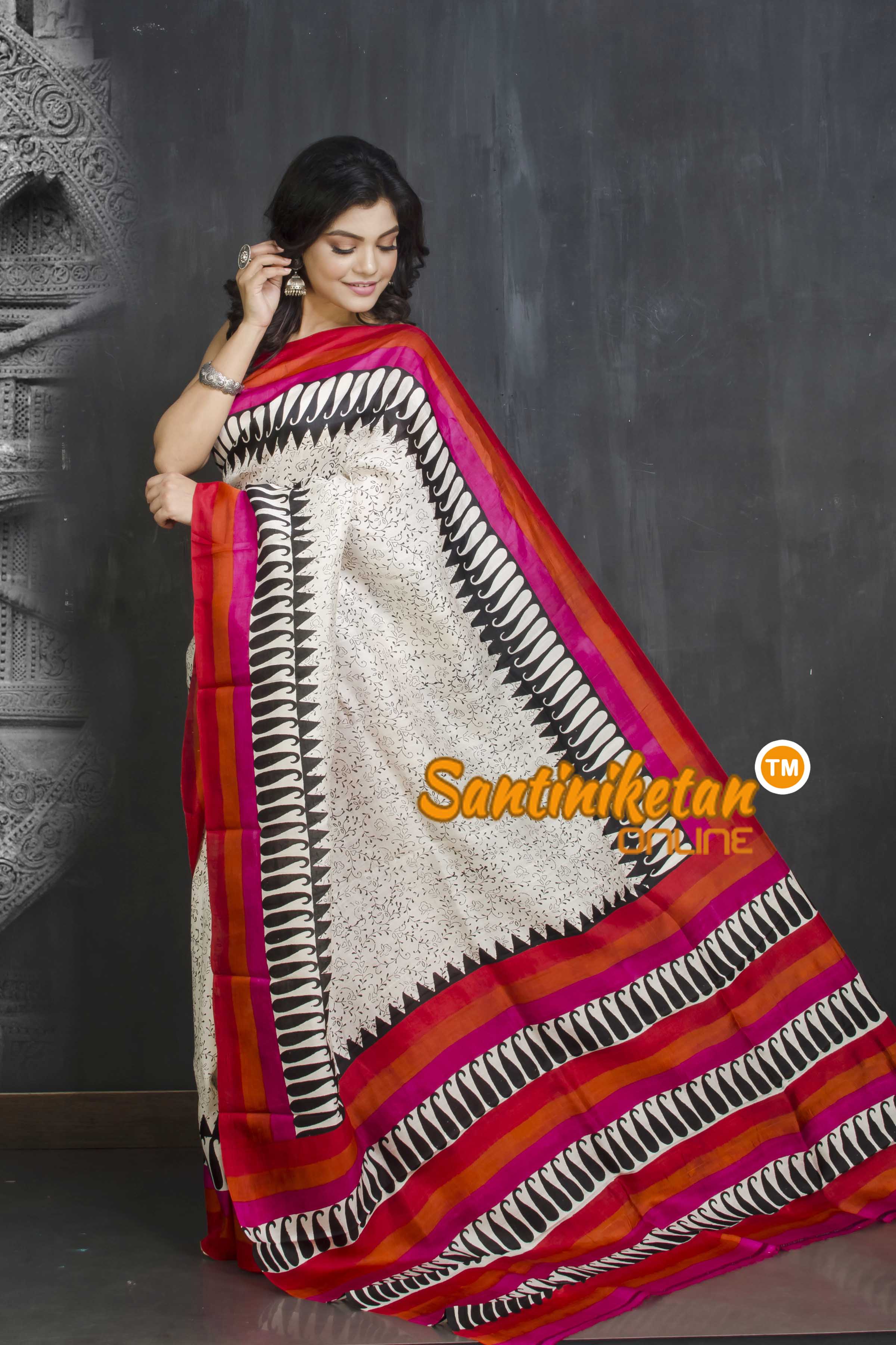 Hand Block On Murshidabad Silk SN20209222