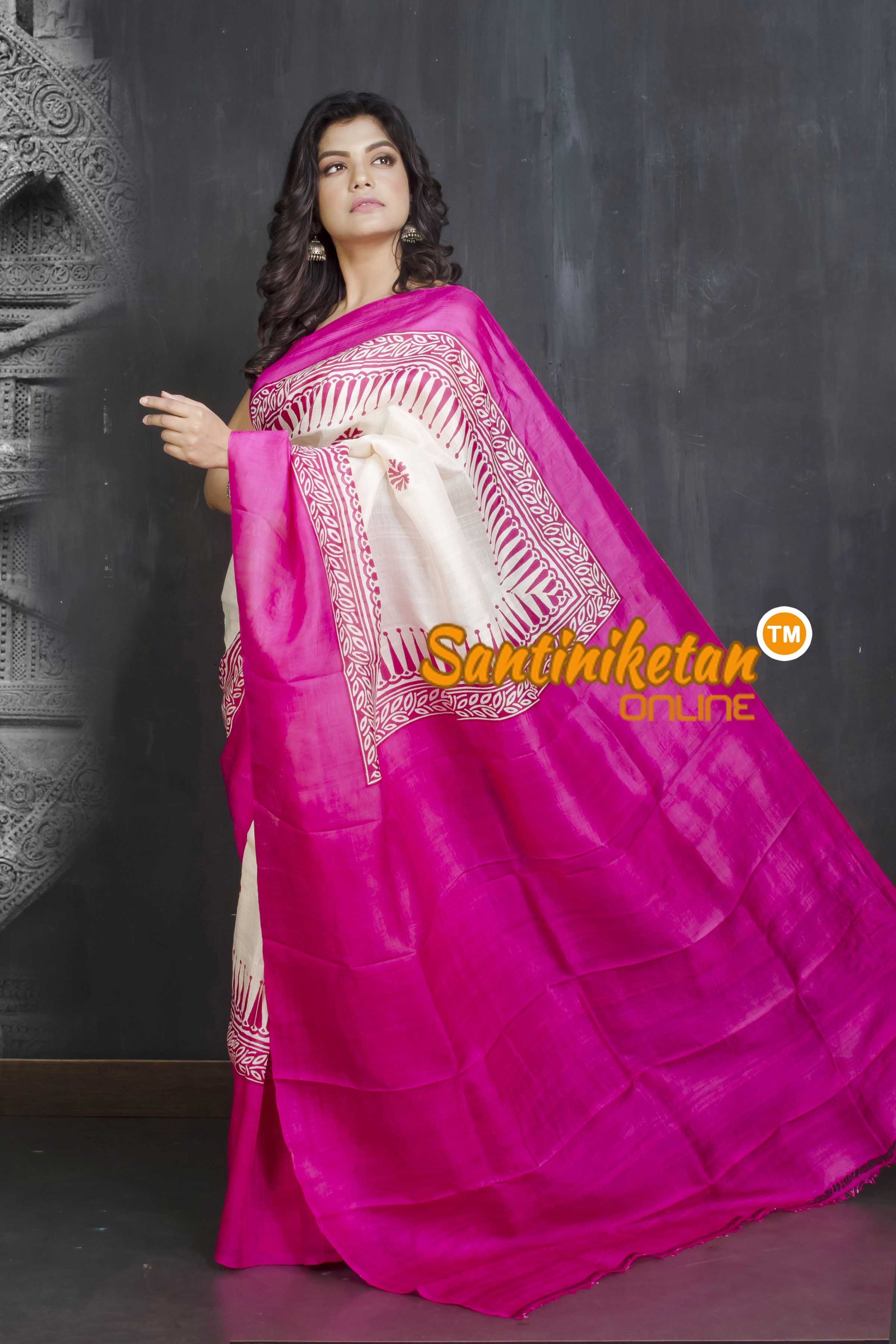 Hand Block On Murshidabad Silk SN20209228