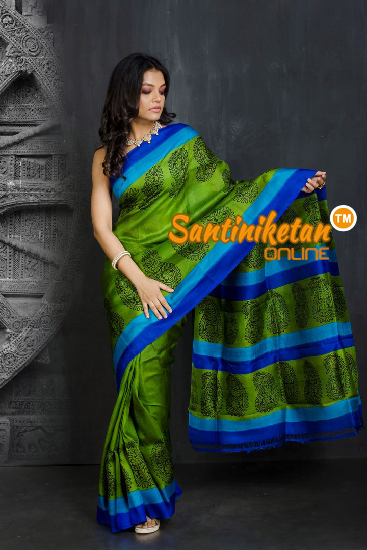 Hand Block On Murshidabad Silk SN20201877