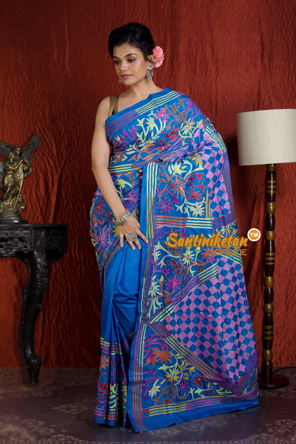 Pure Bangalore Silk Kantha Stitch Saree SN20204943
