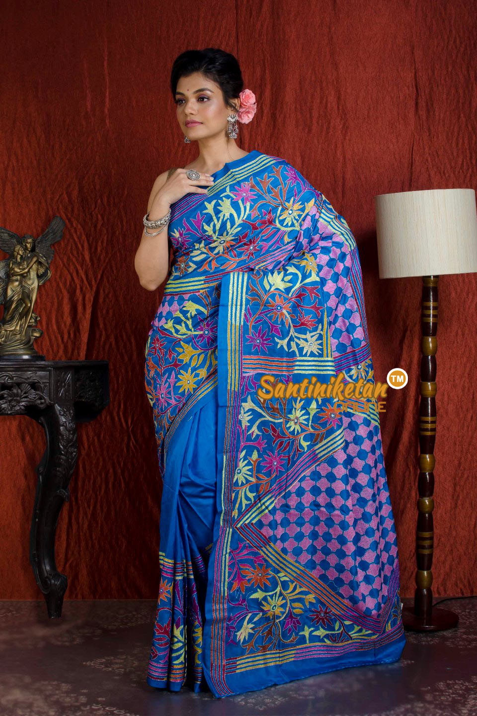 Pure Bangalore Silk Kantha Stitch Saree SN20204943