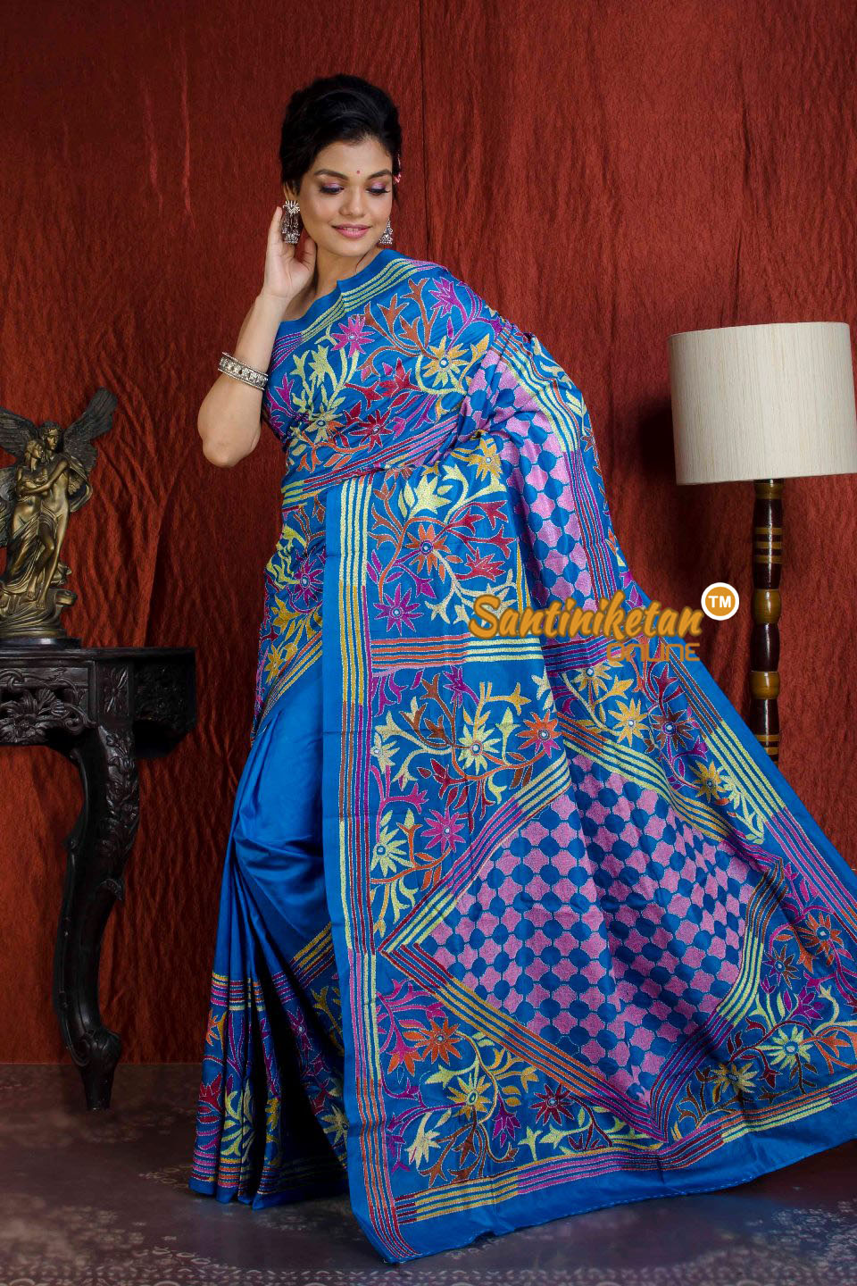Pure Bangalore Silk Kantha Stitch Saree SN20204943