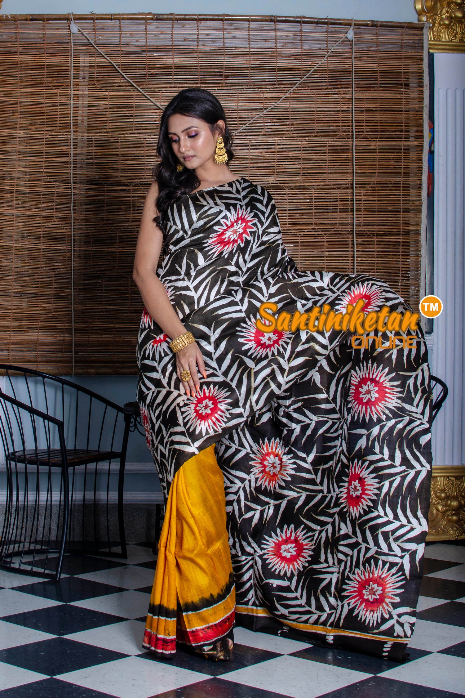 Hand Batik On Murshidabad Silk Saree SN20210250