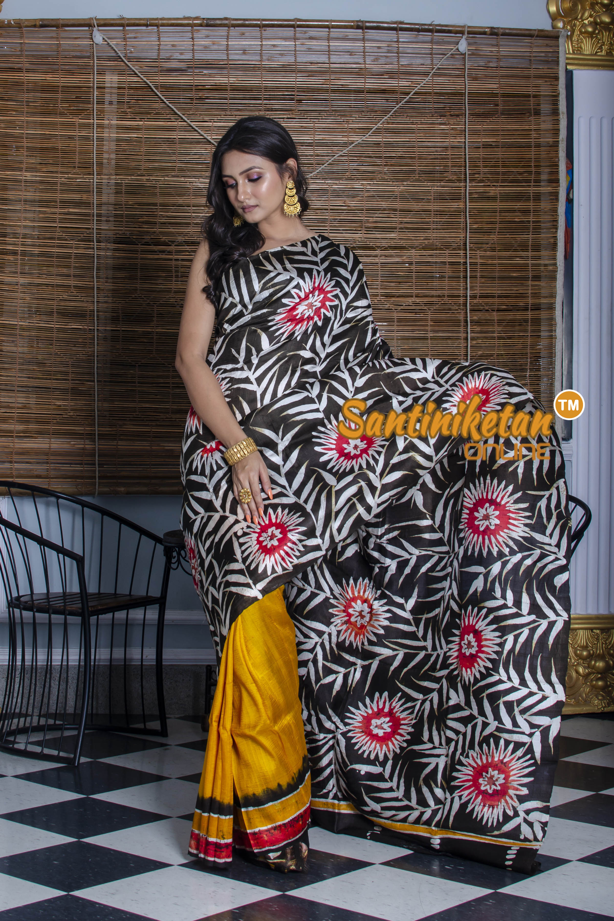 Hand Batik On Murshidabad Silk Saree SN20210250