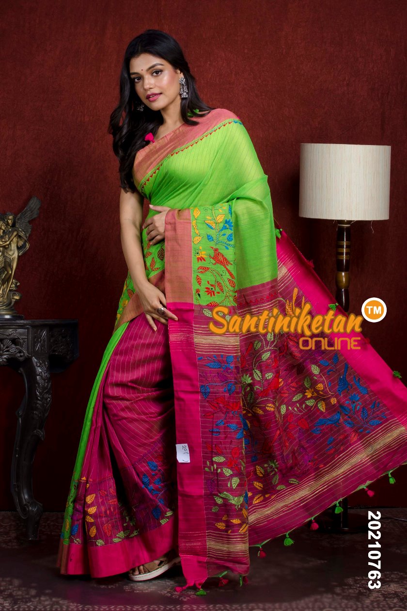 Handloom Cotton Kantha Saree SN20210763