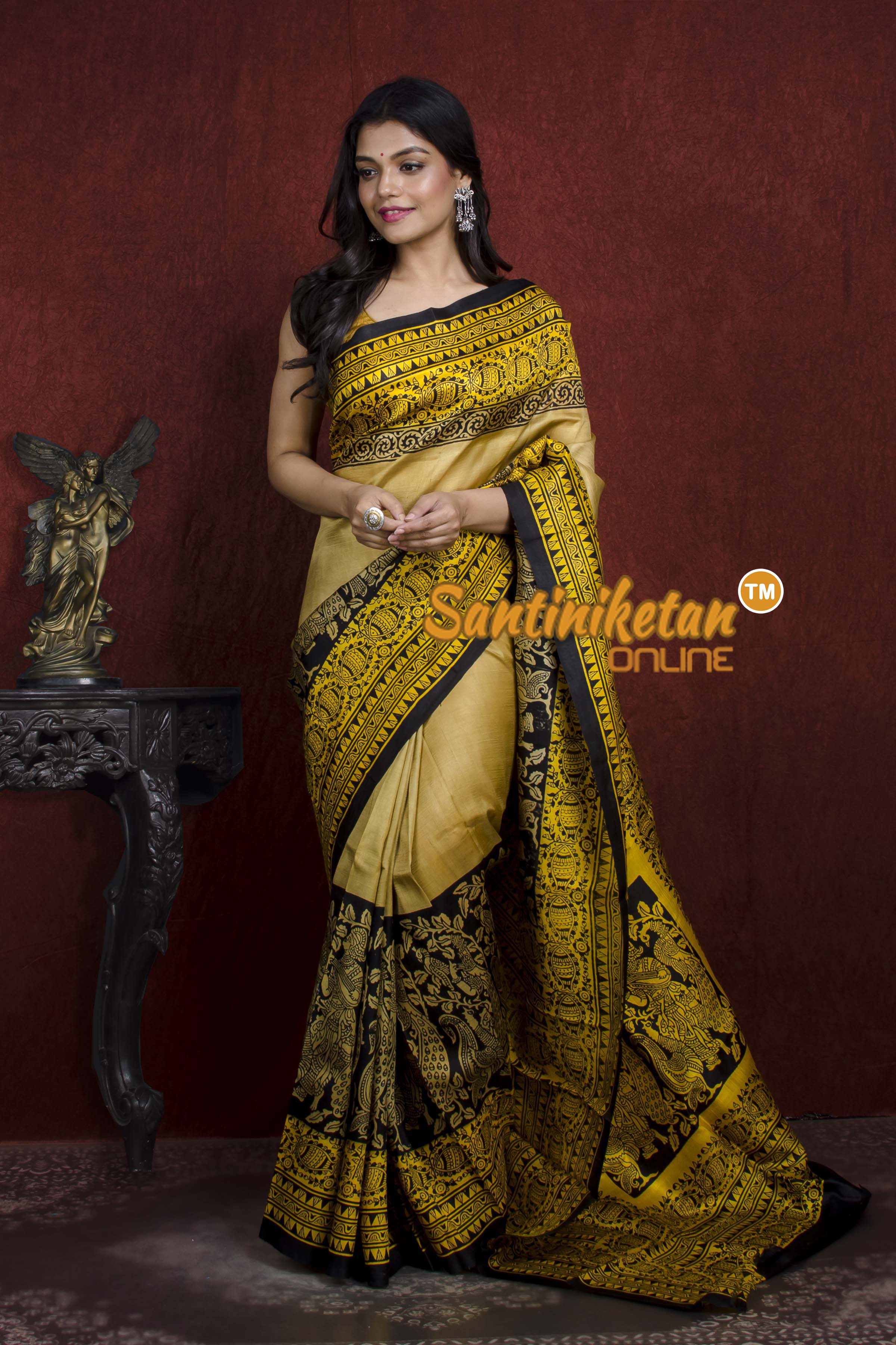 Hand Block On Murshidabad Silk SN20211071