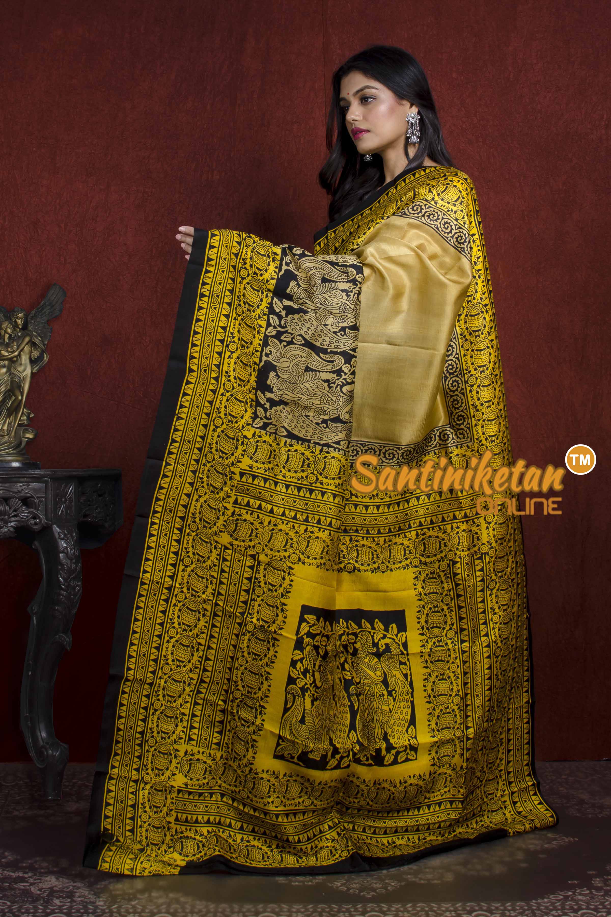 Hand Block On Murshidabad Silk SN20211071