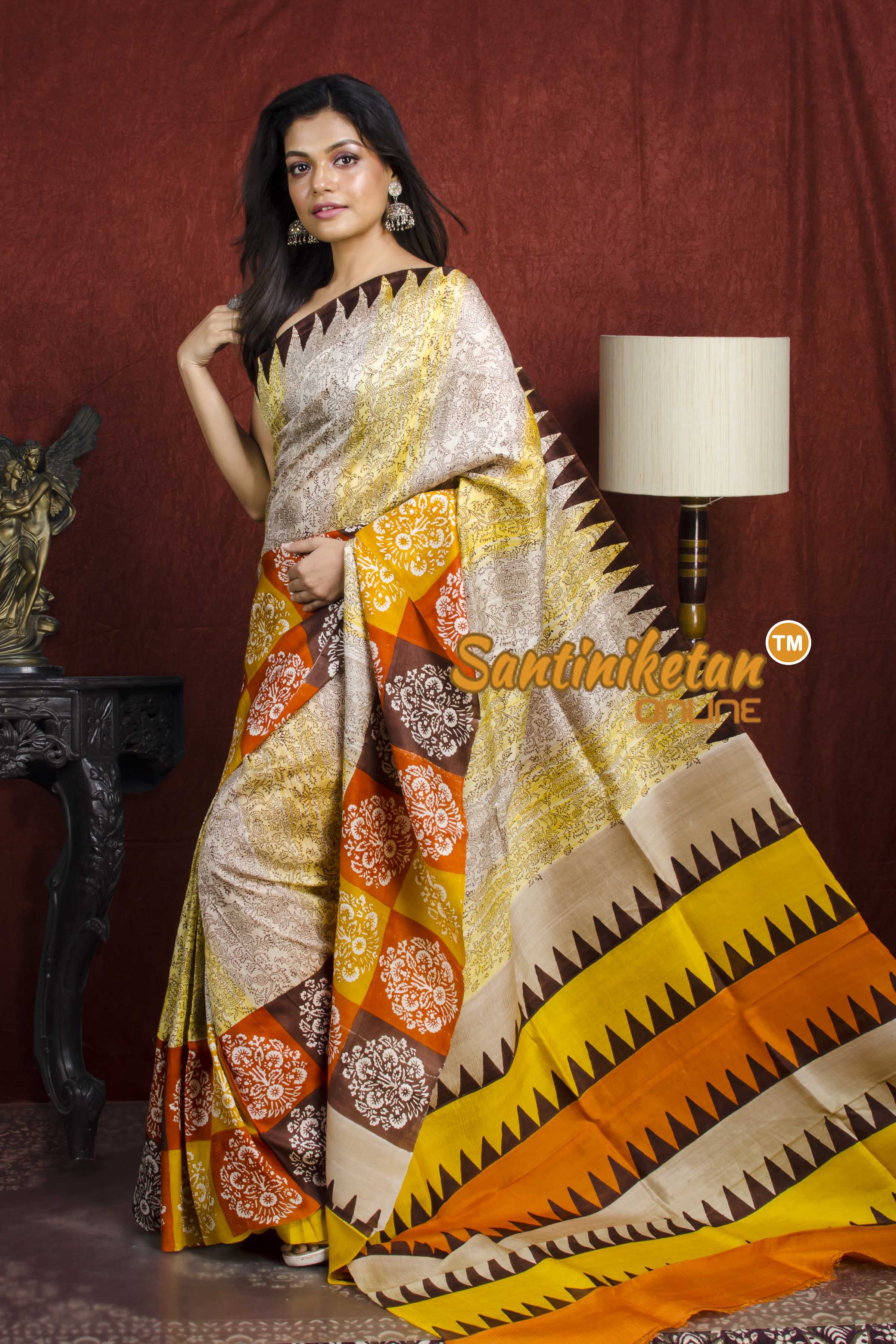 Hand Block On Murshidabad Silk SN20212076
