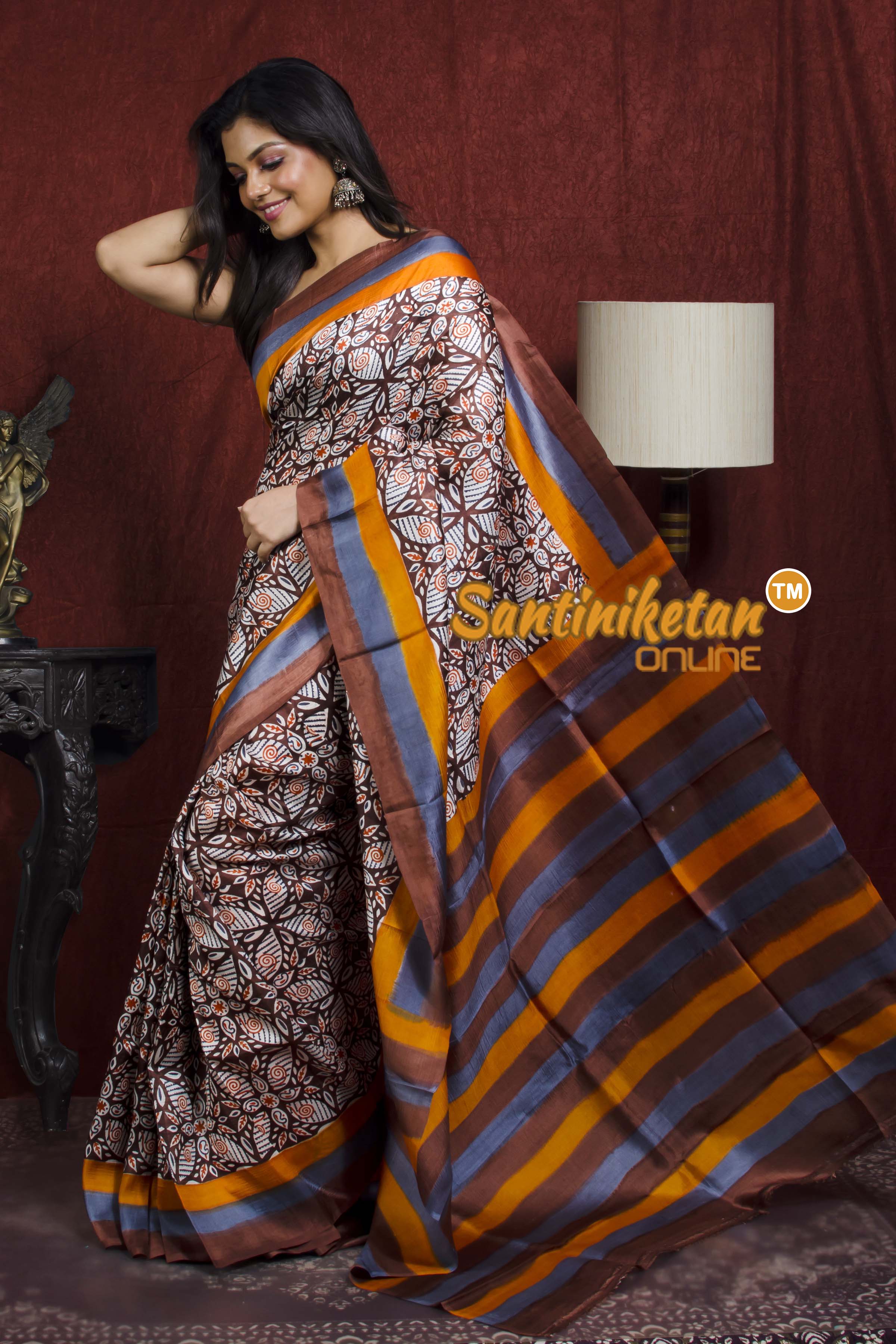 Hand Block On Murshidabad Silk SN20212120