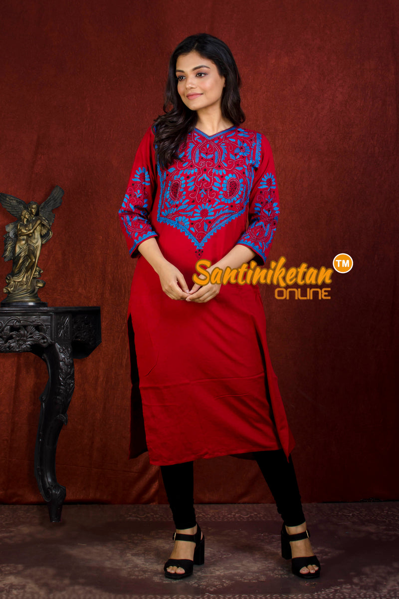 Straight Cut Cotton Kurti With Exclucive Kantha Work SN20213974