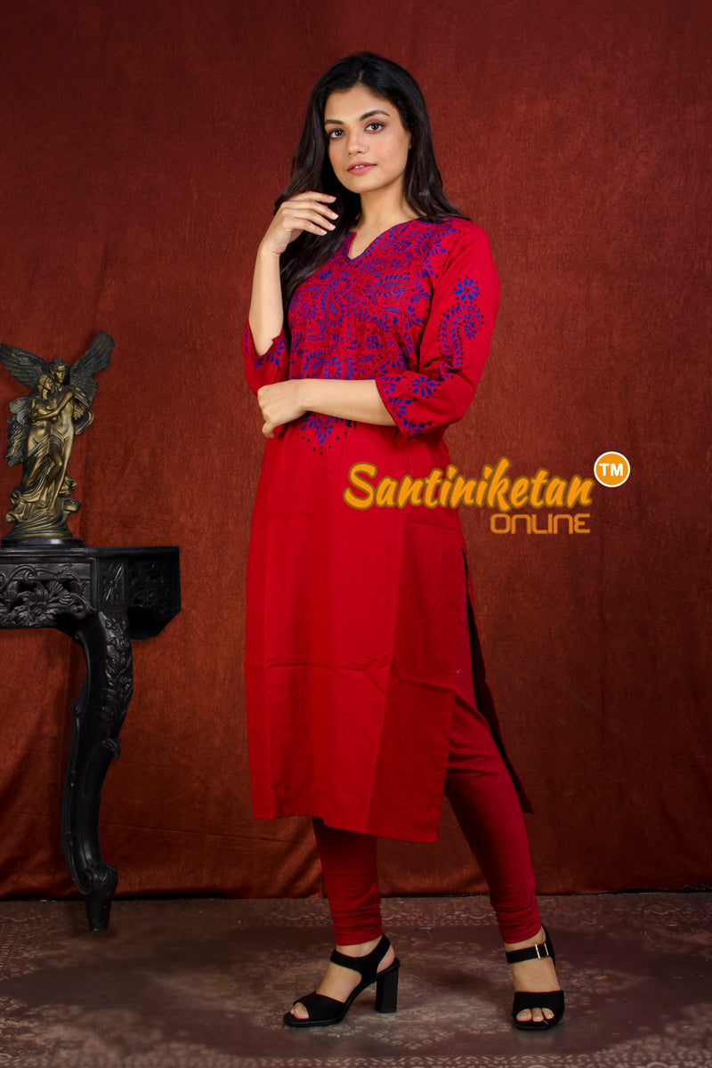Straight Cut Cotton Kurti With Exclucive Kantha Work SN20214302