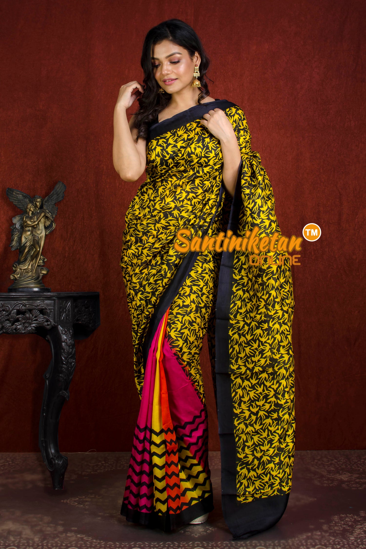 Hand Block On Murshidabad Silk SN20216122